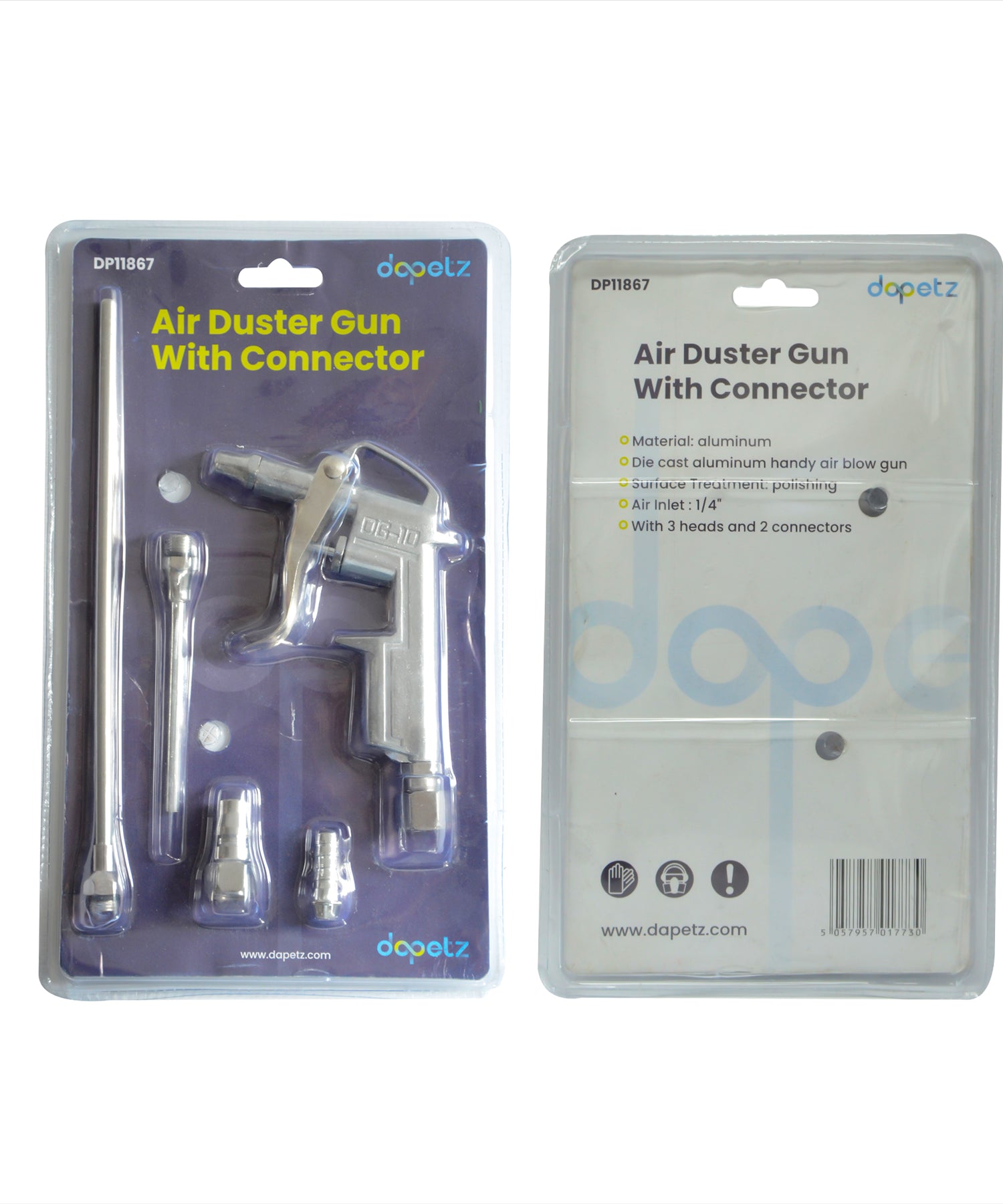 Air Compressor Duster Gun Compressed Air Blow Gun Tool 3 Heads, 2 connectors - Dapetz