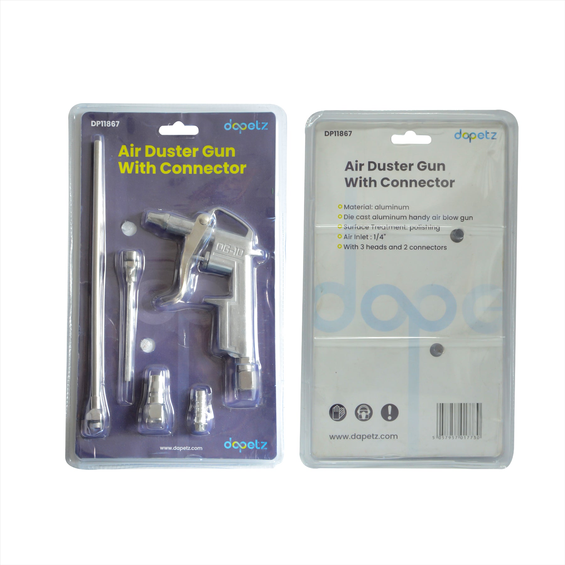 Air Compressor Duster Gun Compressed Air Blow Gun Tool 3 Heads, 2 connectors - Dapetz