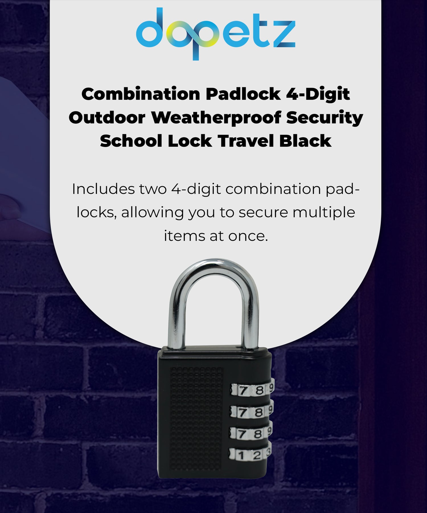 (Pack of 2) Combination Padlock 4-Digit Outdoor Weatherproof Security Black by Dapetz