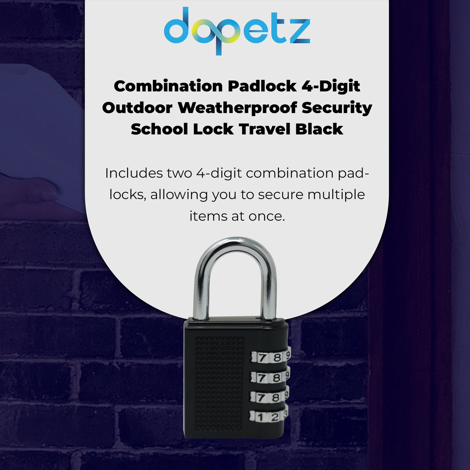 (Pack of 2) Combination Padlock 4-Digit Outdoor Weatherproof Security Black by Dapetz