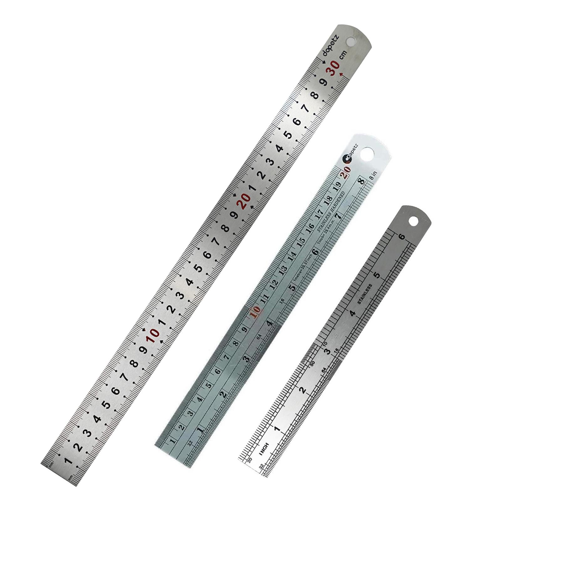 Thick Double Sided Metal Ruler Stainless Steel - 30cm/ 12"/15cm/ 6" & 20cm/ 8" By Dapetz