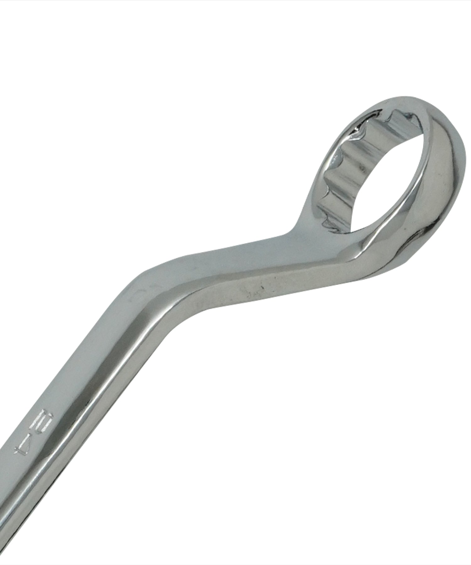 24mm - 27mm Deep Offset Bi-Hex Swan Neck Ring Spanner Wrench Metric Polished Crv
