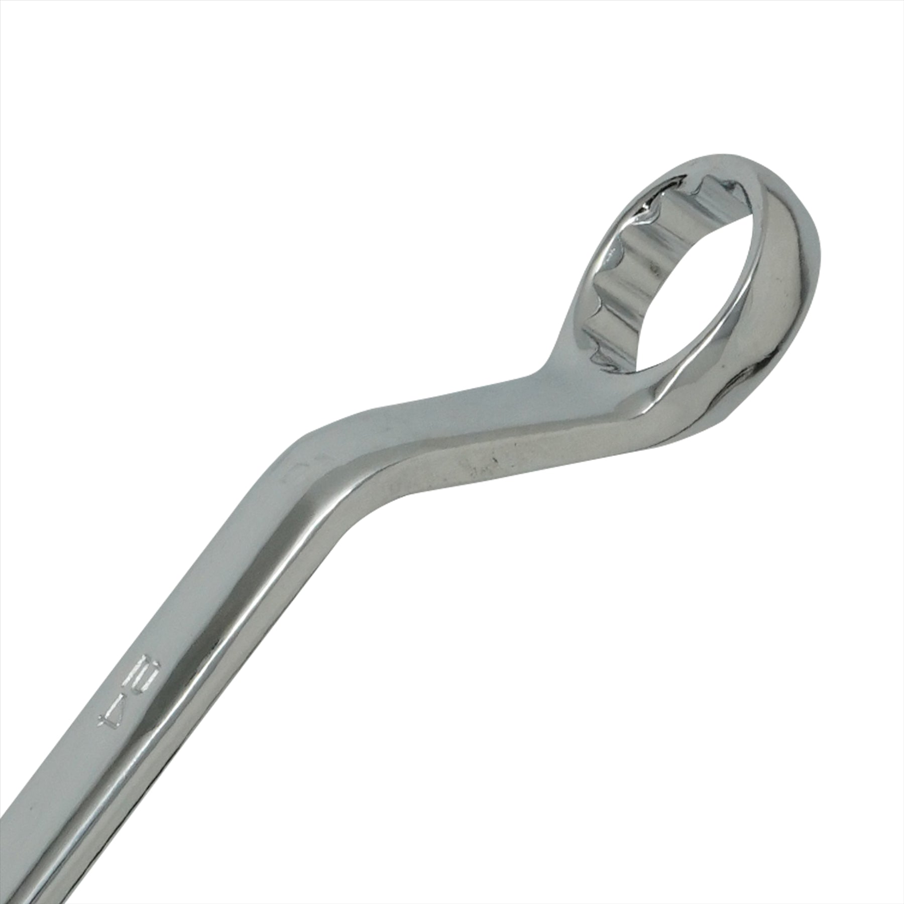 24mm - 27mm Deep Offset Bi-Hex Swan Neck Ring Spanner Wrench Metric Polished Crv