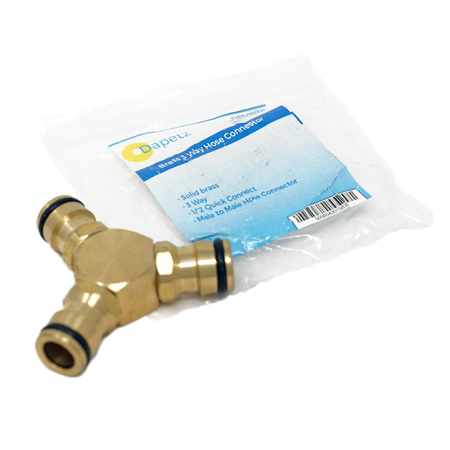 3 Way Hose Quick Connector 1/2" Brass Male Solid Joiner | Garden Work Kit by Dapetz