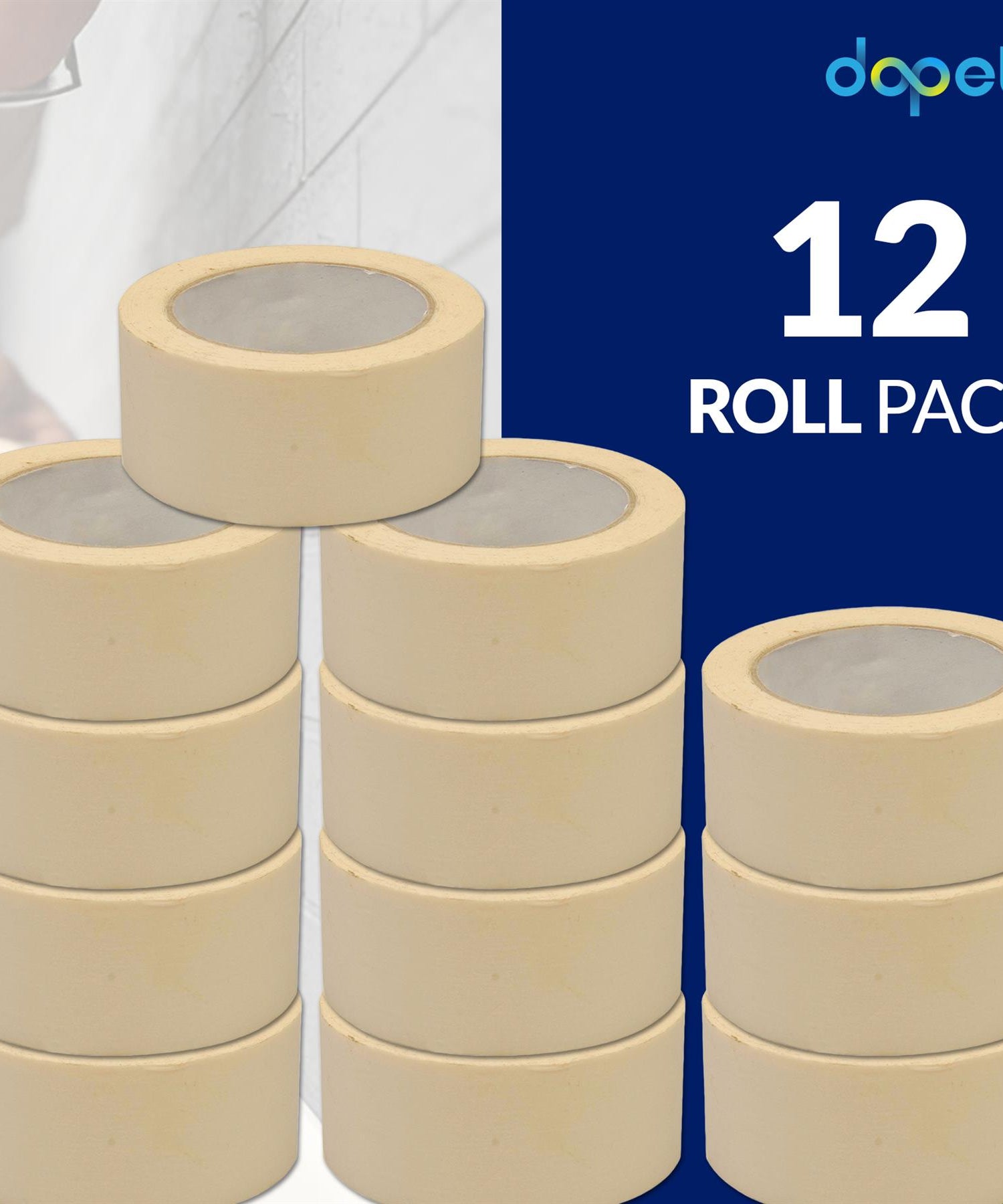 12 Rolls Masking Tape Professional Decorating Painting Extra Wide Mask 75mm x 50m By Dapetz