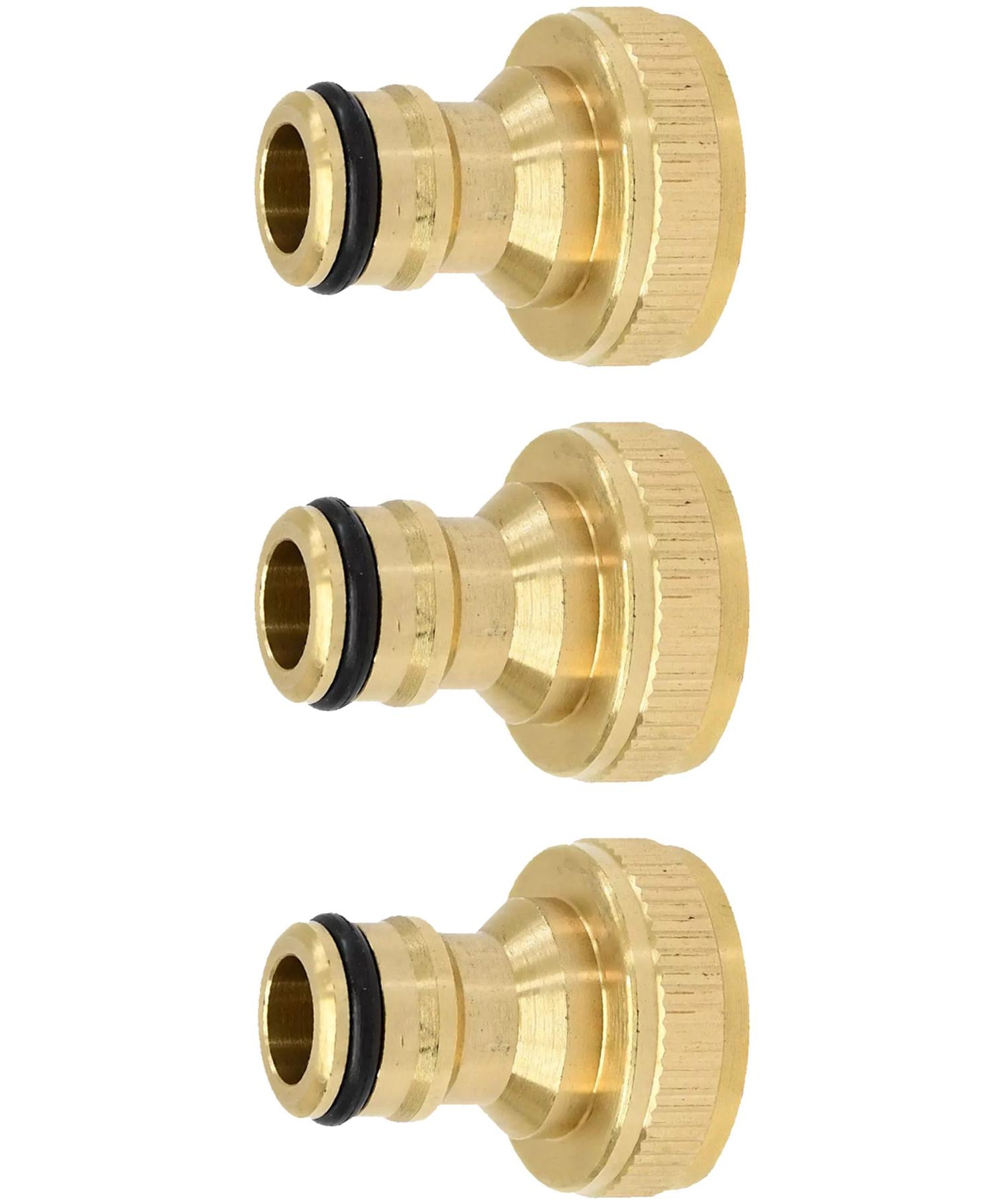 3x Brass Hose Tap Connector 3/4" Threaded Garden Water Pipe Adaptor Fitting By Dapetz
