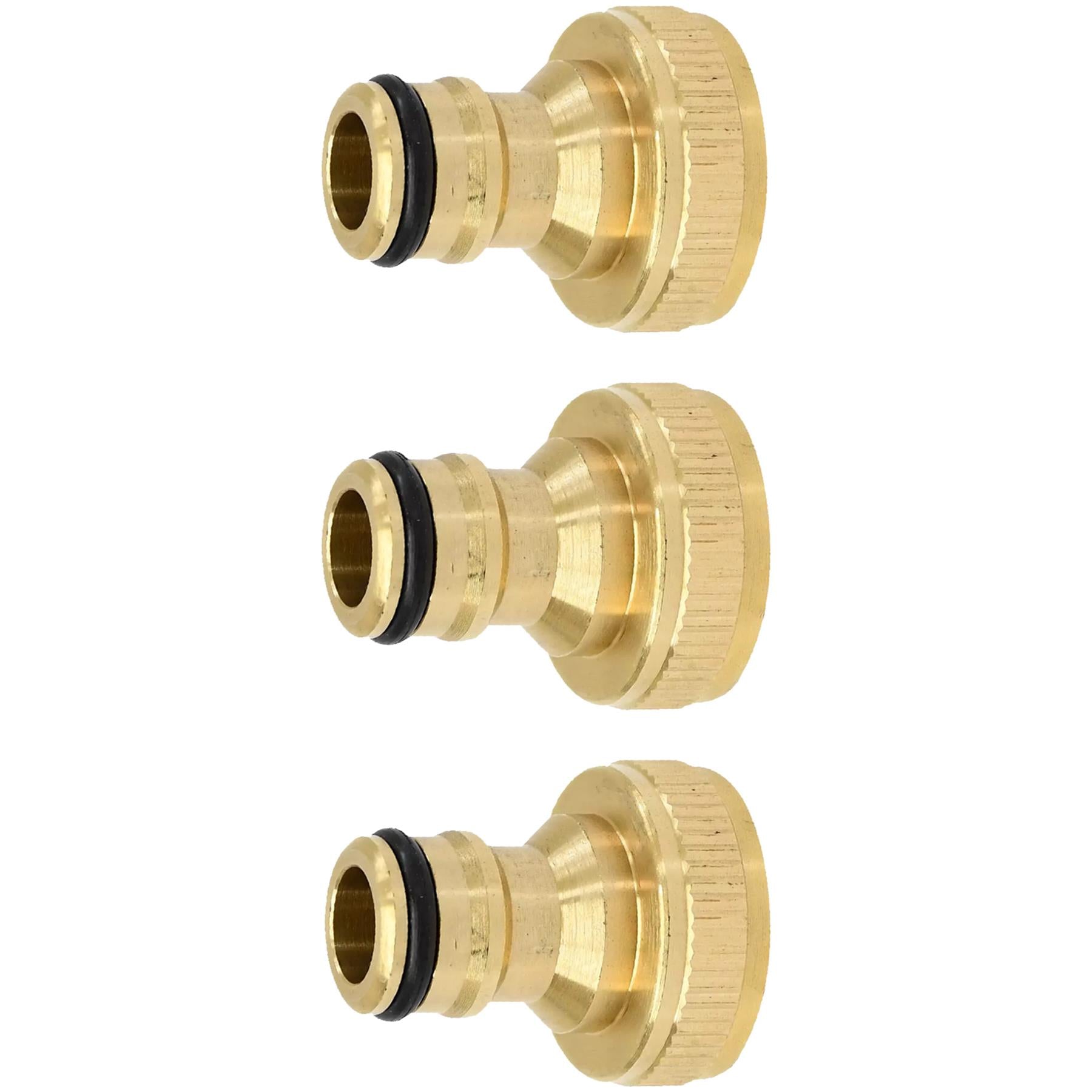 3x Brass Hose Tap Connector 3/4" Threaded Garden Water Pipe Adaptor Fitting By Dapetz