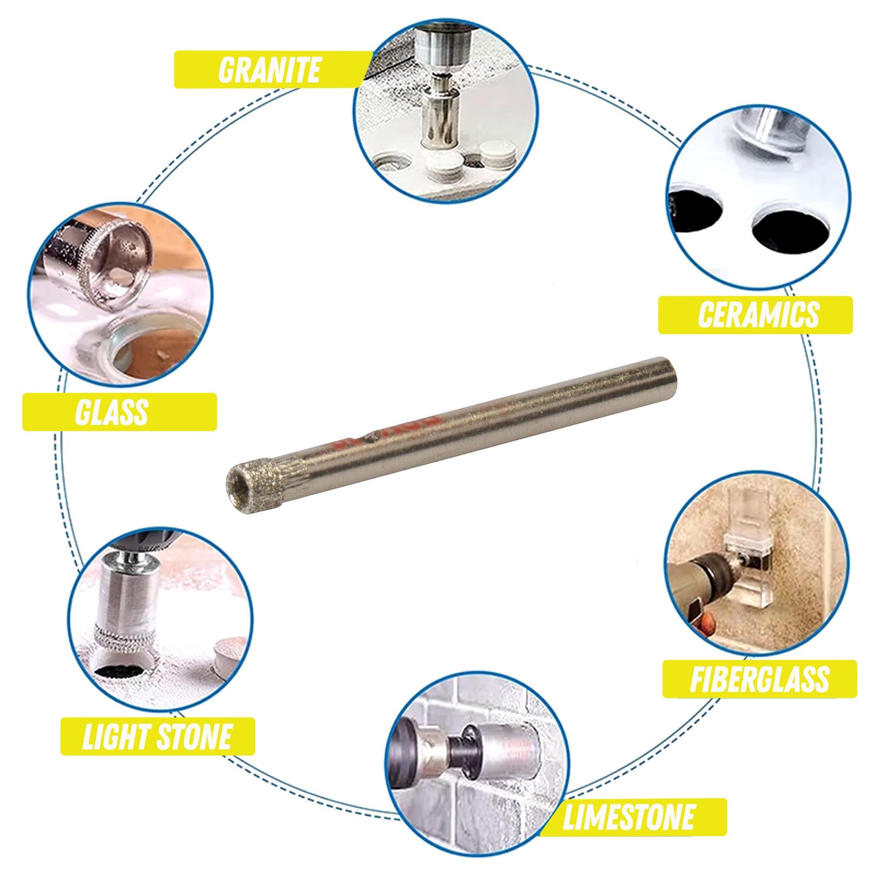 4mm Diamond Hole Saw Tile Ceramic Porcelain Glass Marble Drill Bit Cutter by Dapetz