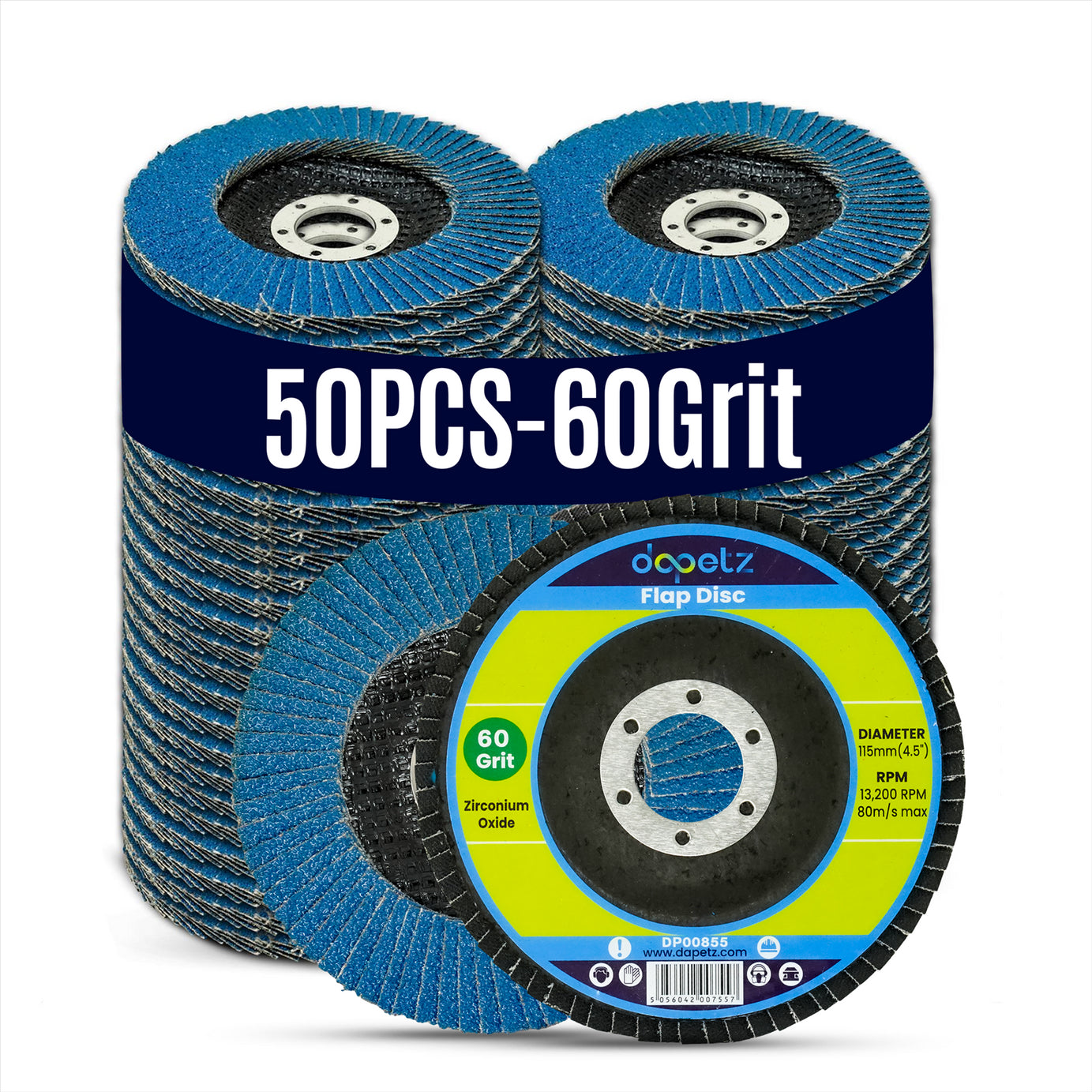 50x Flap Discs 115mm Sanding 60 Grit Grinding Wheels Disc 4.5" Zirconium Oxide by Dapetz