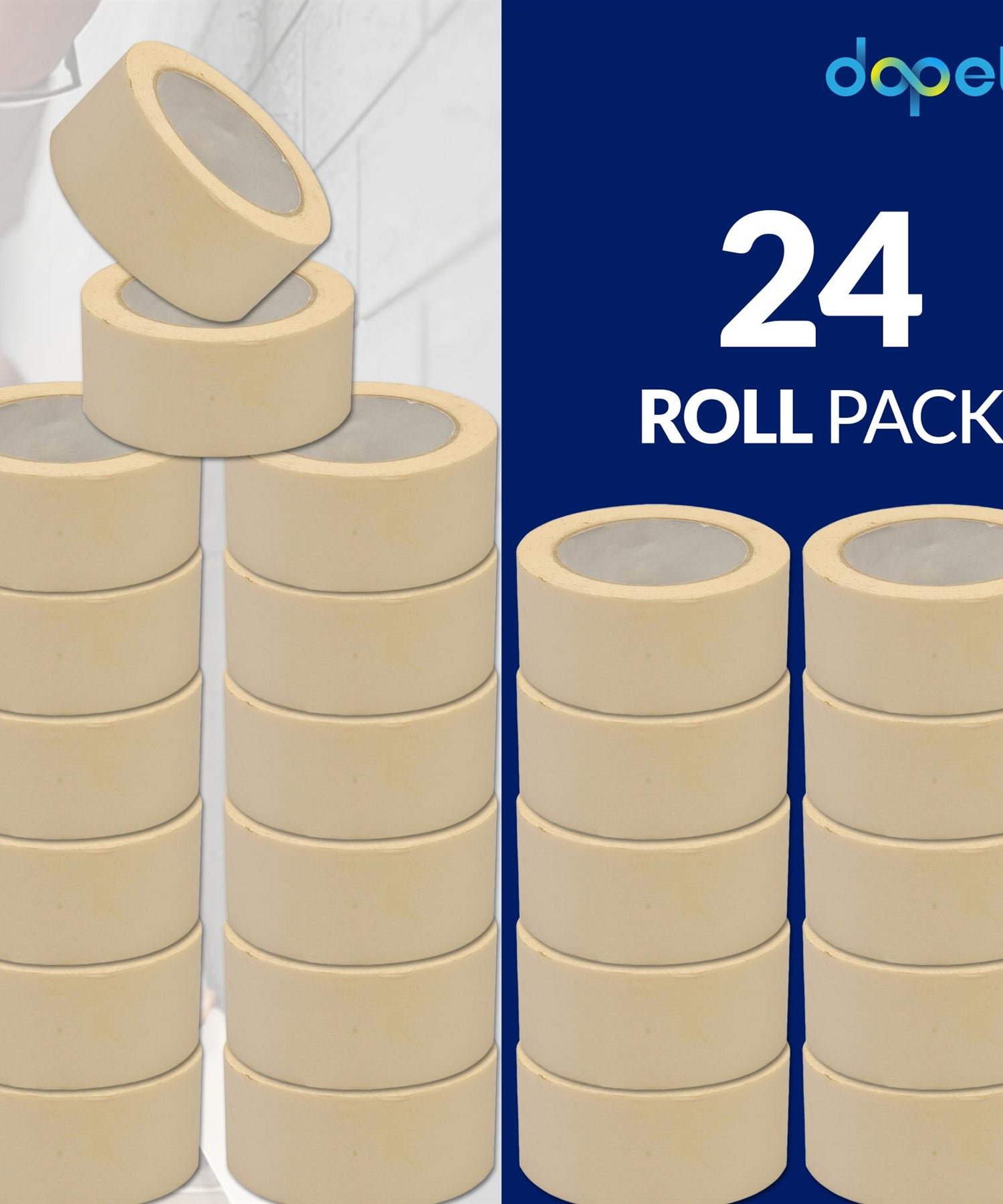 24 Rolls Masking Tape 75mmx50m Multi Purpose Paint Decorate Craft Low Tack DIY By Dapetz