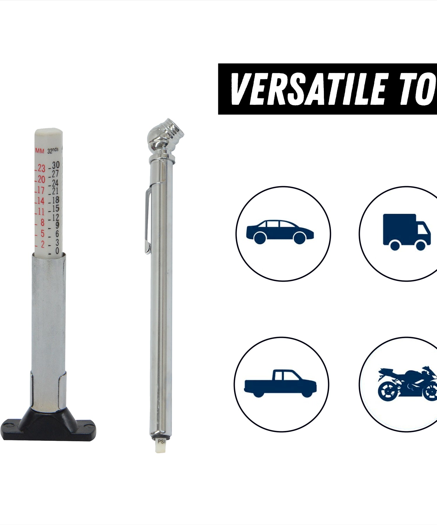 2PCS Tyre Pressure Gauge Safety Kit Include Tyre Tread Depth Gauge Stainless Steel Tyre Depth Measurement Tool For Cars Motorcycles Trucks Buses