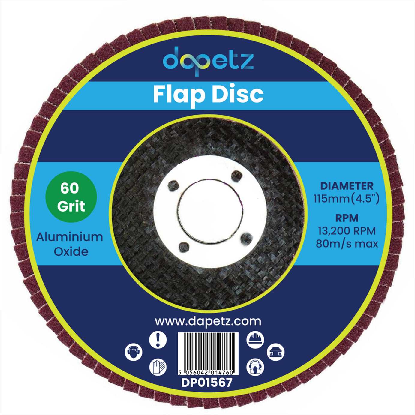 115mm Angle Grinder Flap Discs (4.5'') 60 Grit 50 Pcs By Dapetz