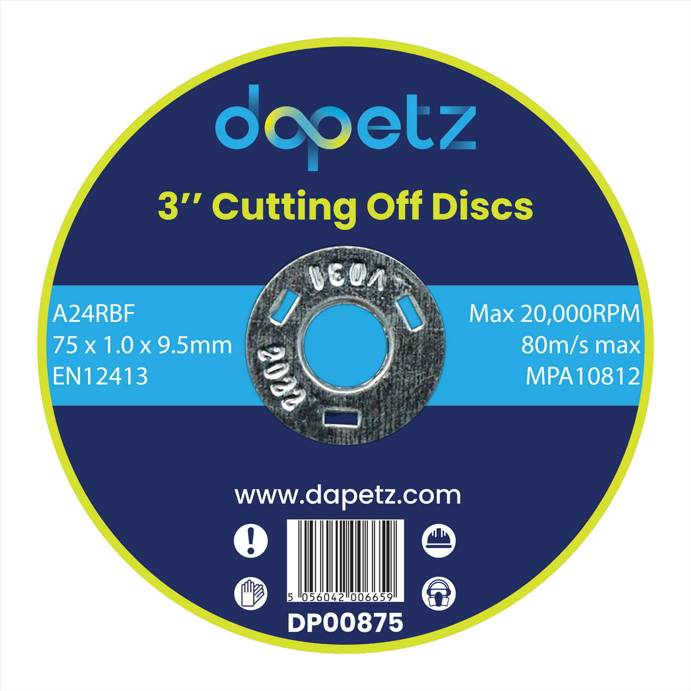 Dapetz Metal Cutting Discs 3" 75mm, Air Cut Off Thin Slitting Discs (Pack of 50)