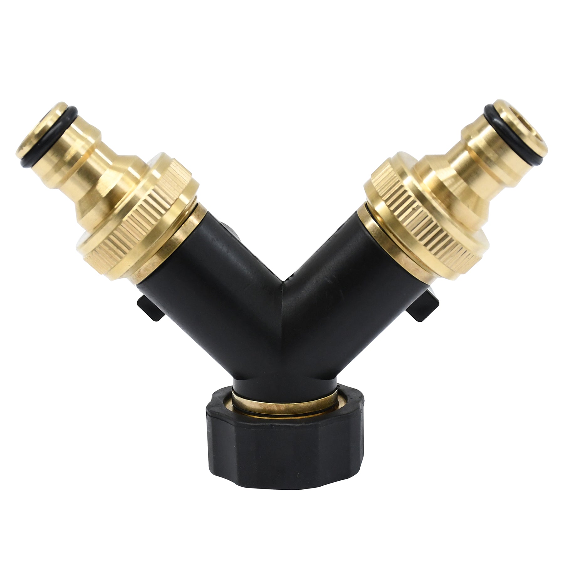 2-Way Hose Connector Splitter 3/4" Brass Double Garden Tap Adapter | Strong Metal by Dapetz