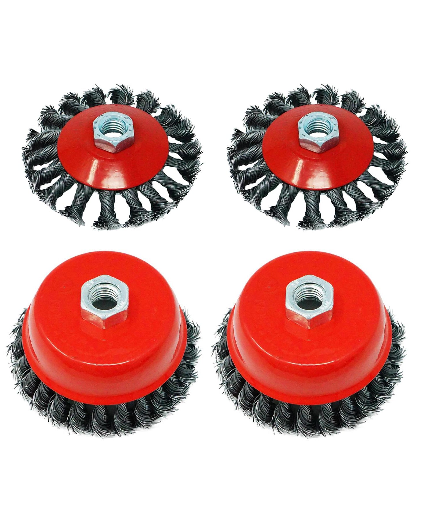 4PCs Twist Knot Semi Flat Wire Wheel Cup Brush Set Kit For 115mm Angle Grinder By Dapetz