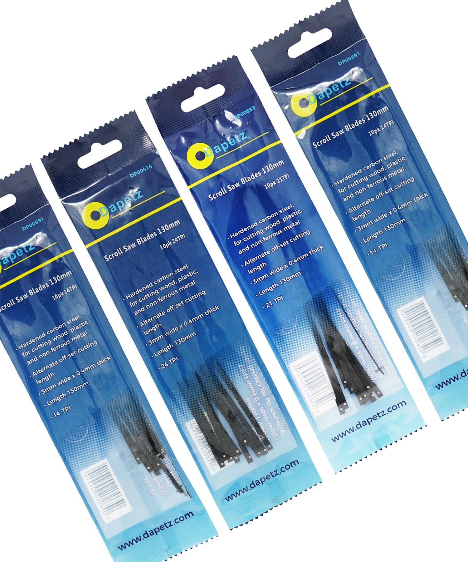 80 Scroll Saw Blades 10 Each 10, 14, 21 And 24 Tpi - Pin Ended - 130mm Long