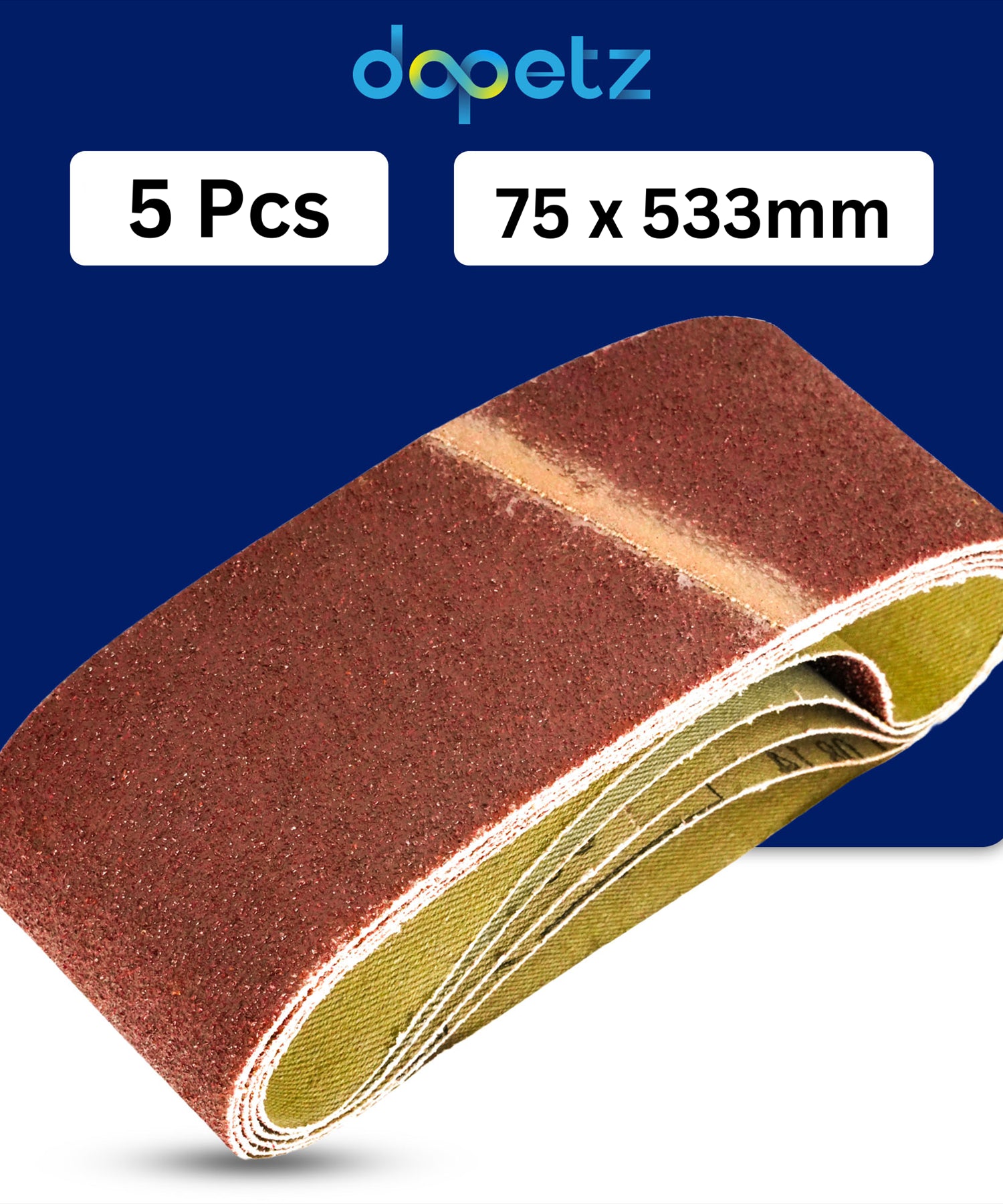 5 x Sanding Sander Belts 75mm x 533mm 80 Grit Very Coarse Sander Sheets Sanding Belts By Dapetz