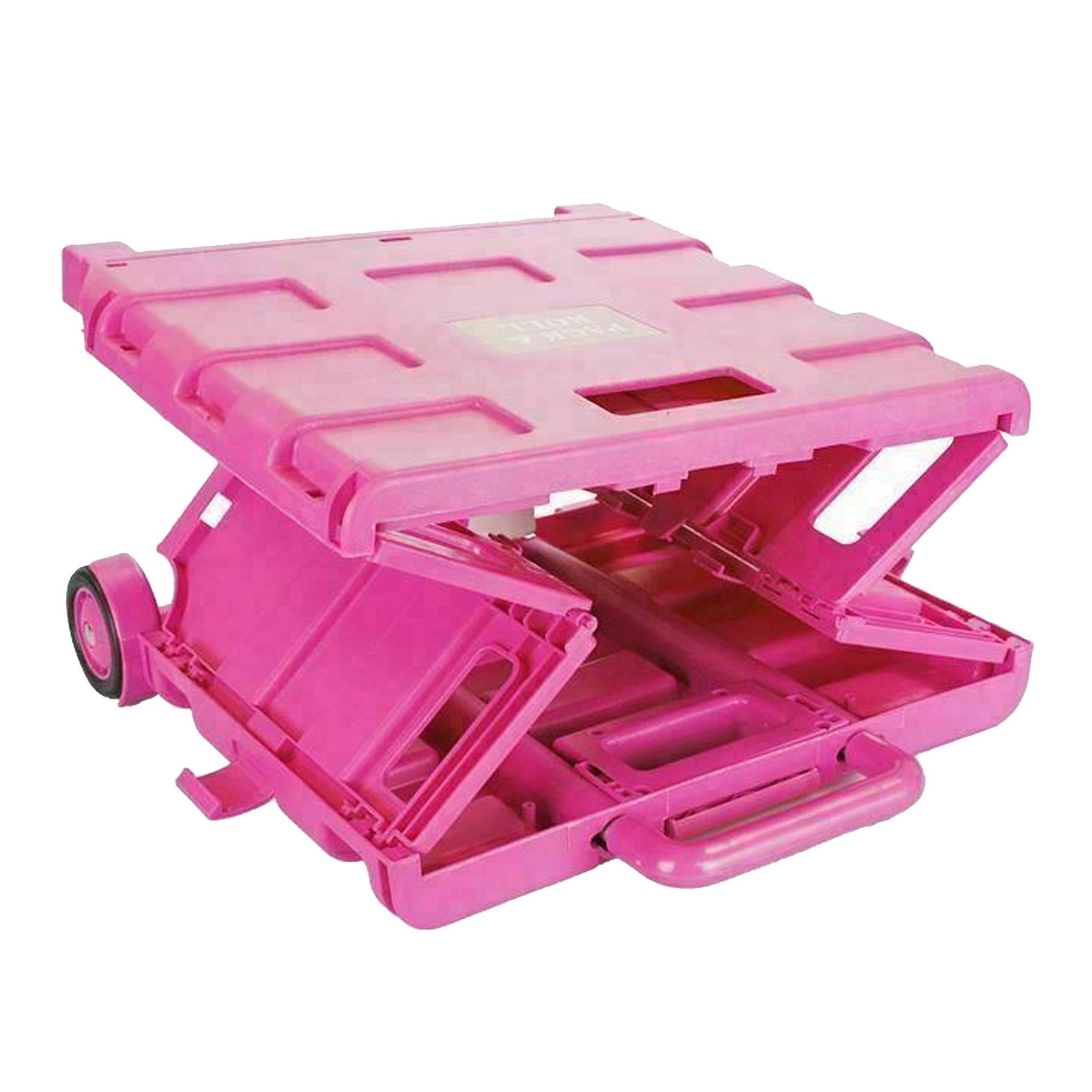 Dapetz Folding Shopping Trolley Foldable Cart Boot Fold Up Storage Box Crate 25kg Load Capacity - Pink