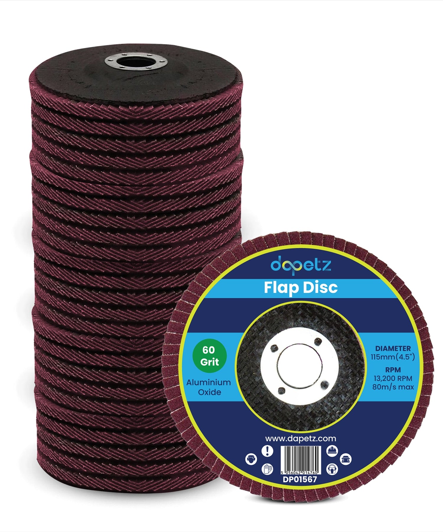 115mm 4.5'' 60 Grit 25 PCAngle Grinder Aluminium Oxide FLAP DISCS Grinding Wheel By Dapetz