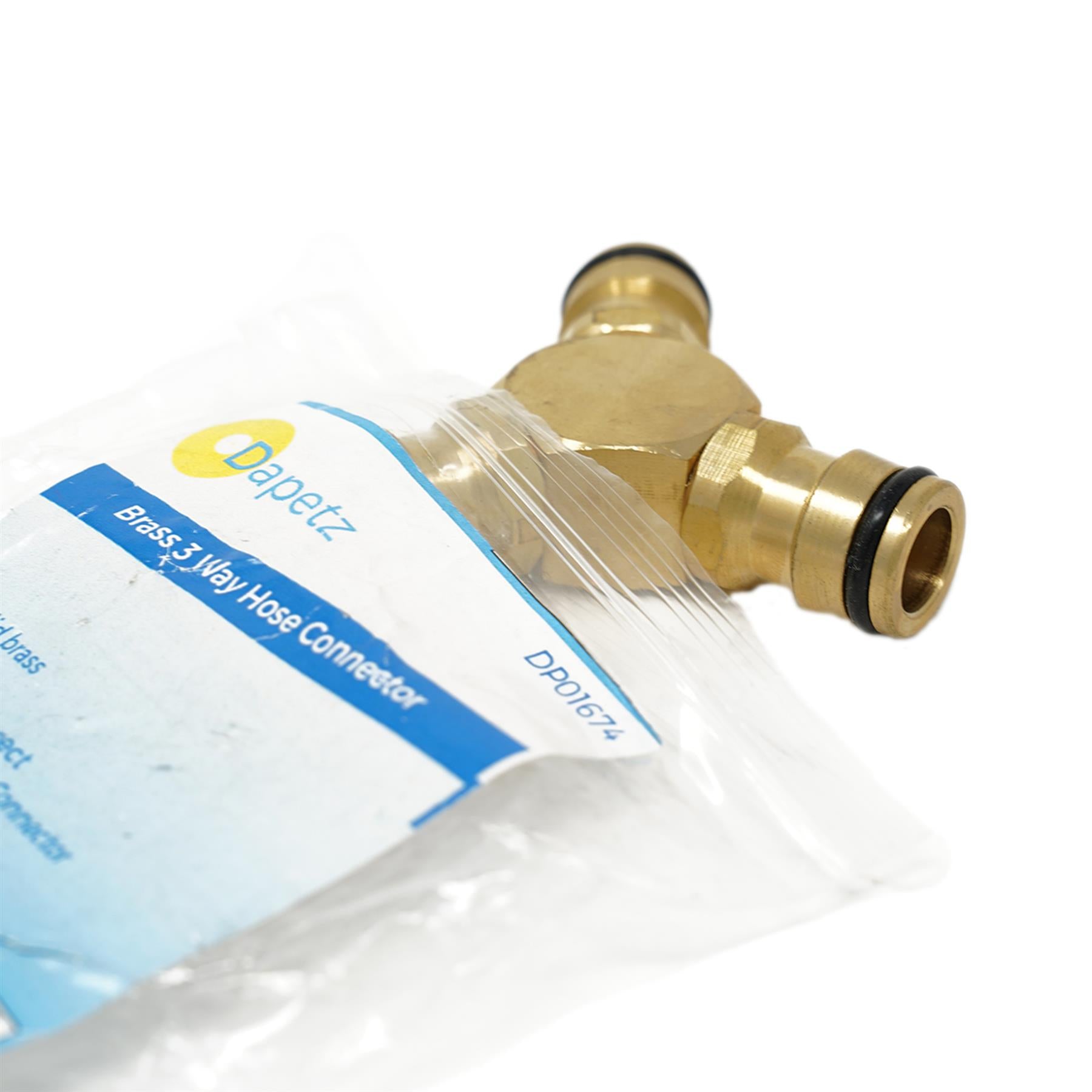 3 Way Hose Quick Connector 1/2" Brass Male Solid Joiner | Garden Work Kit by Dapetz