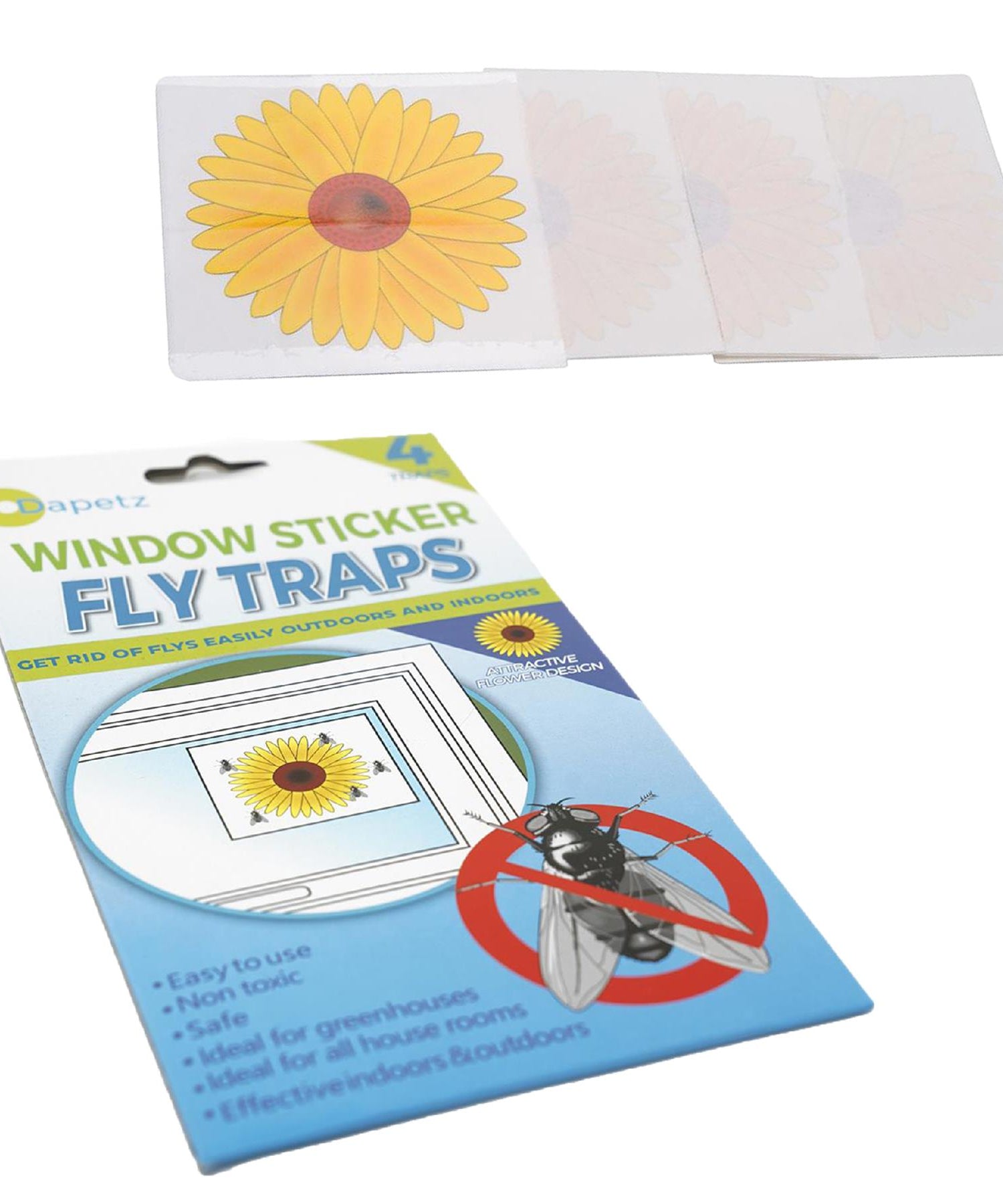 4pc Fly Traps Fly Killer Sunflower Window Sticker Trap Stickers Insect Insects New