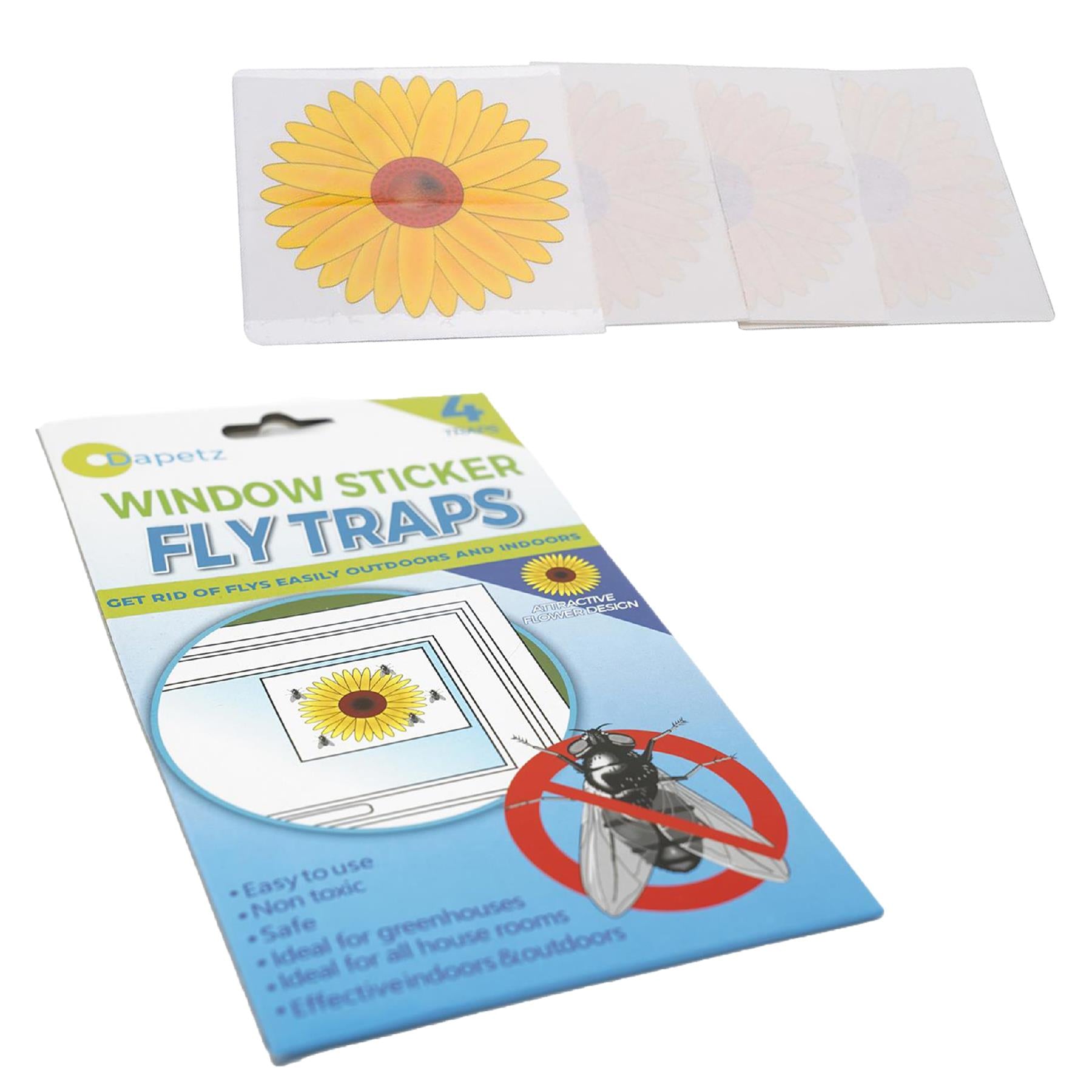 4pc Fly Traps Fly Killer Sunflower Window Sticker Trap Stickers Insect Insects New