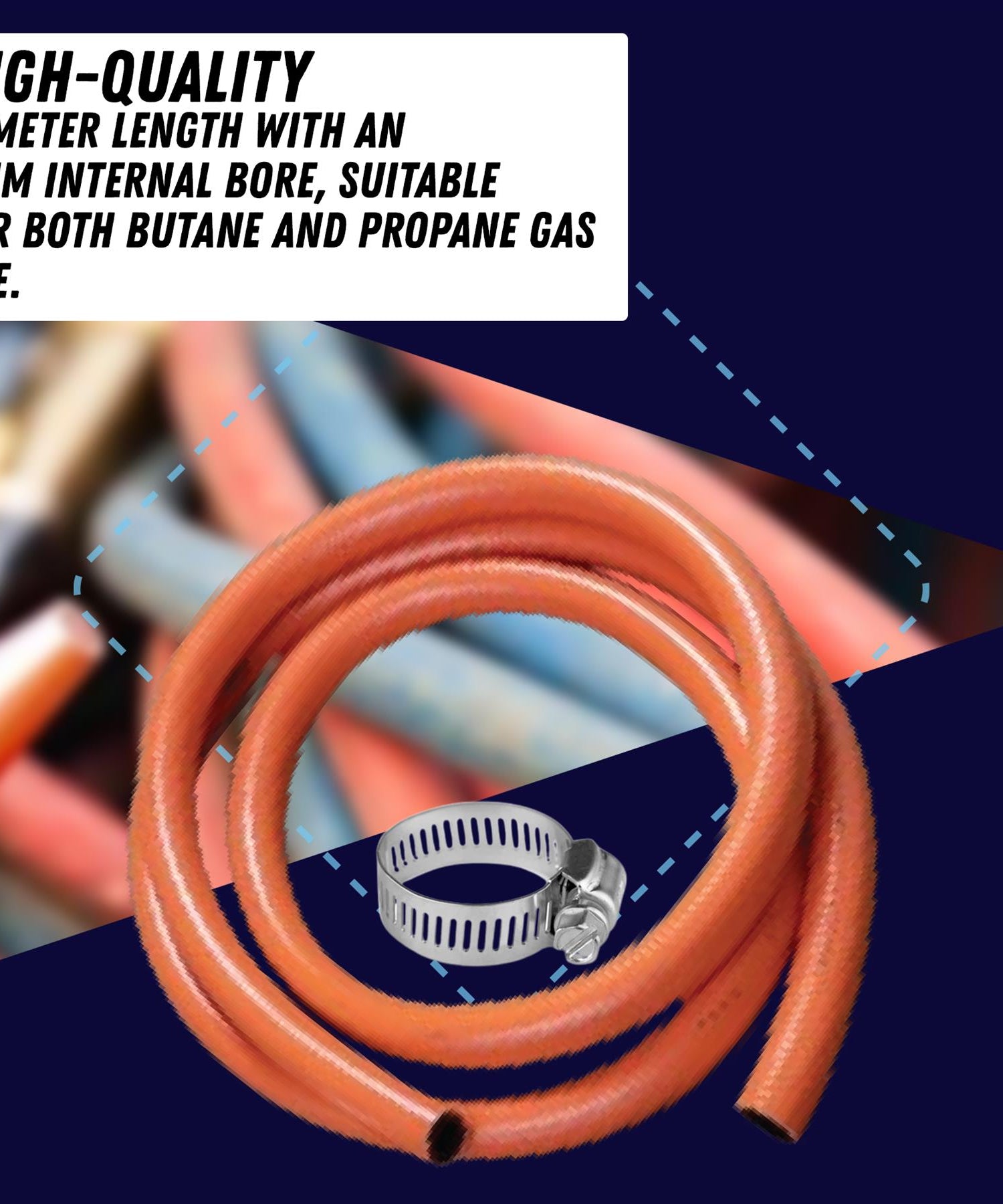 Hand Wheel Propane Gas Regulator Kit 2 Metre 8mm ID Hose Pipe And 2 Clips 37mbar