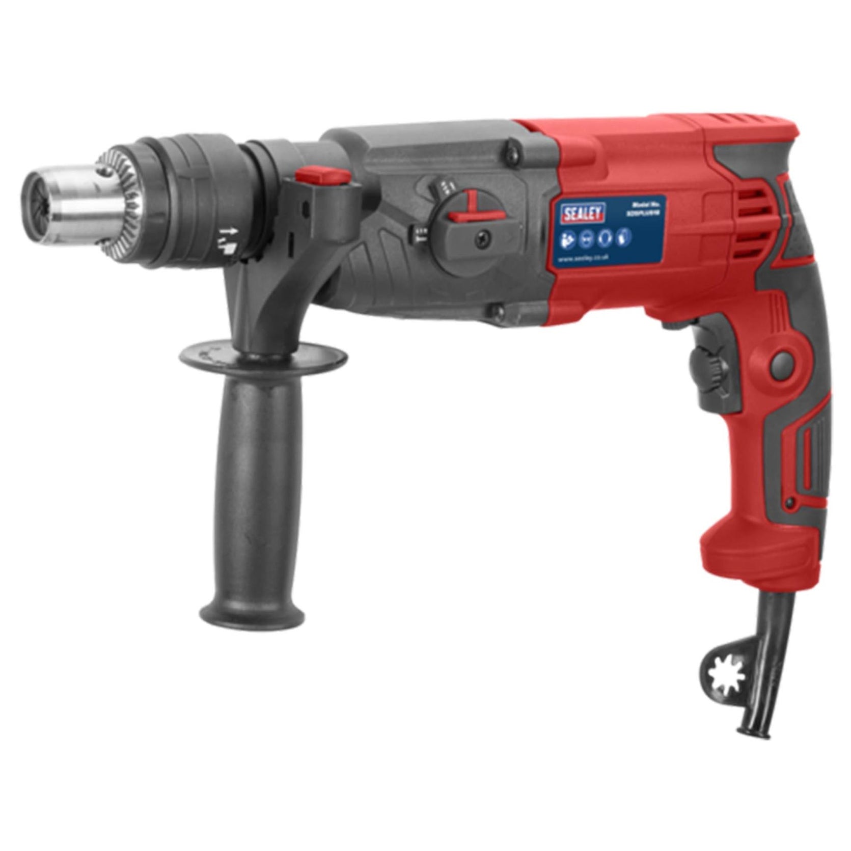 Sealey Rotary Hammer Drill SDS Plus 18mm 750W/230V with 3 Drill Bits
