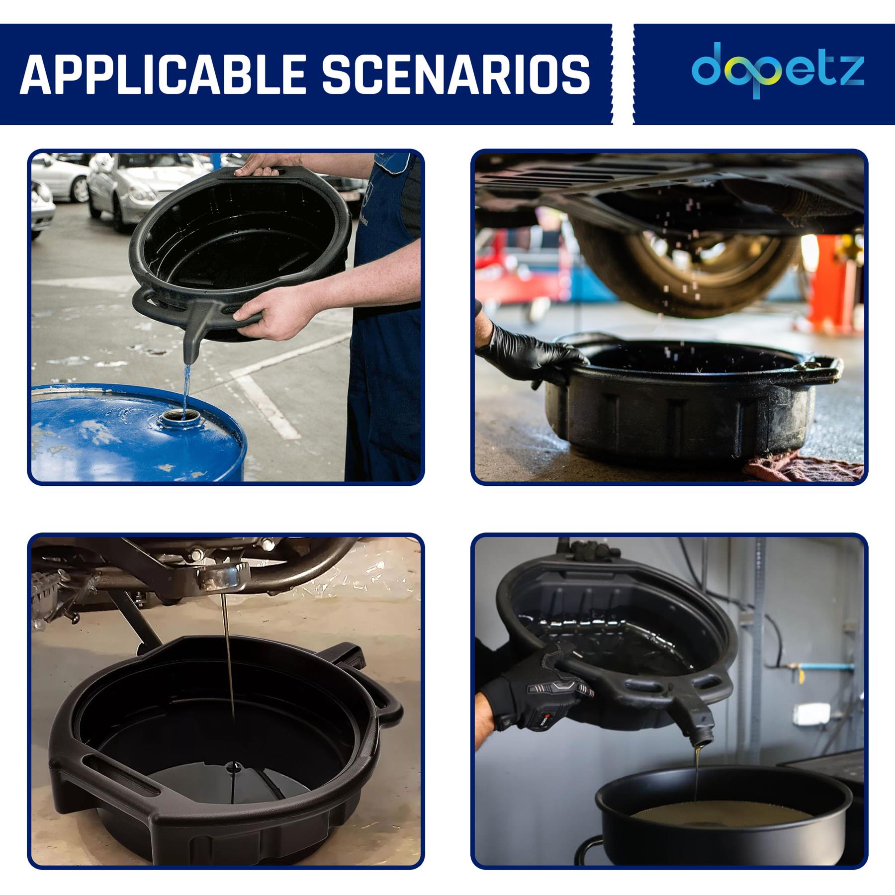 16 Litre Oil Drain Pan Engine Gear Fluid Water Tray Car Van Bike Garage Tool By Dapetz