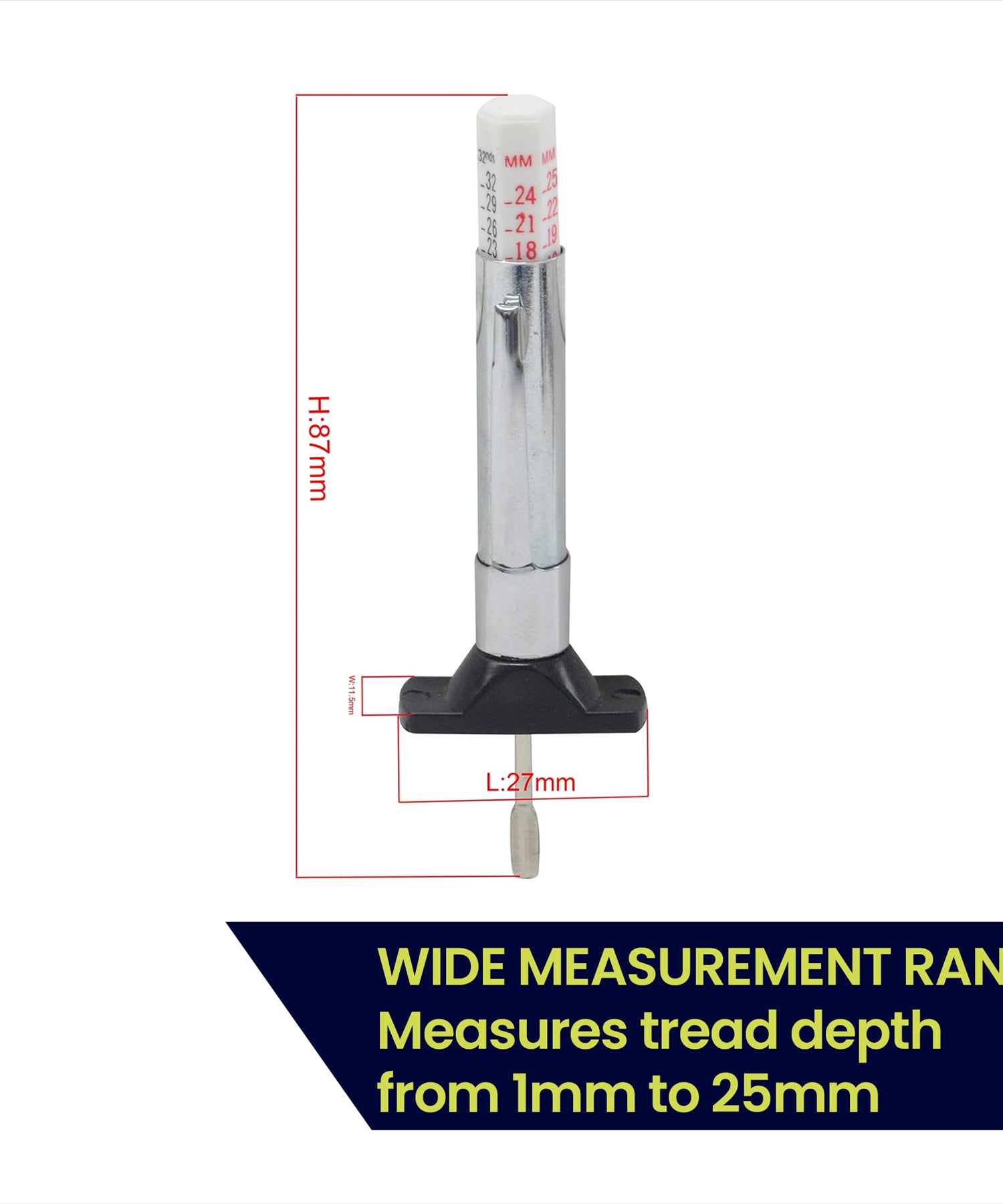 Car Bike Tyre Tread Depth Gauge Checker 1-25mm Motorcycle Cycle Pocket Gauge New by Daptez