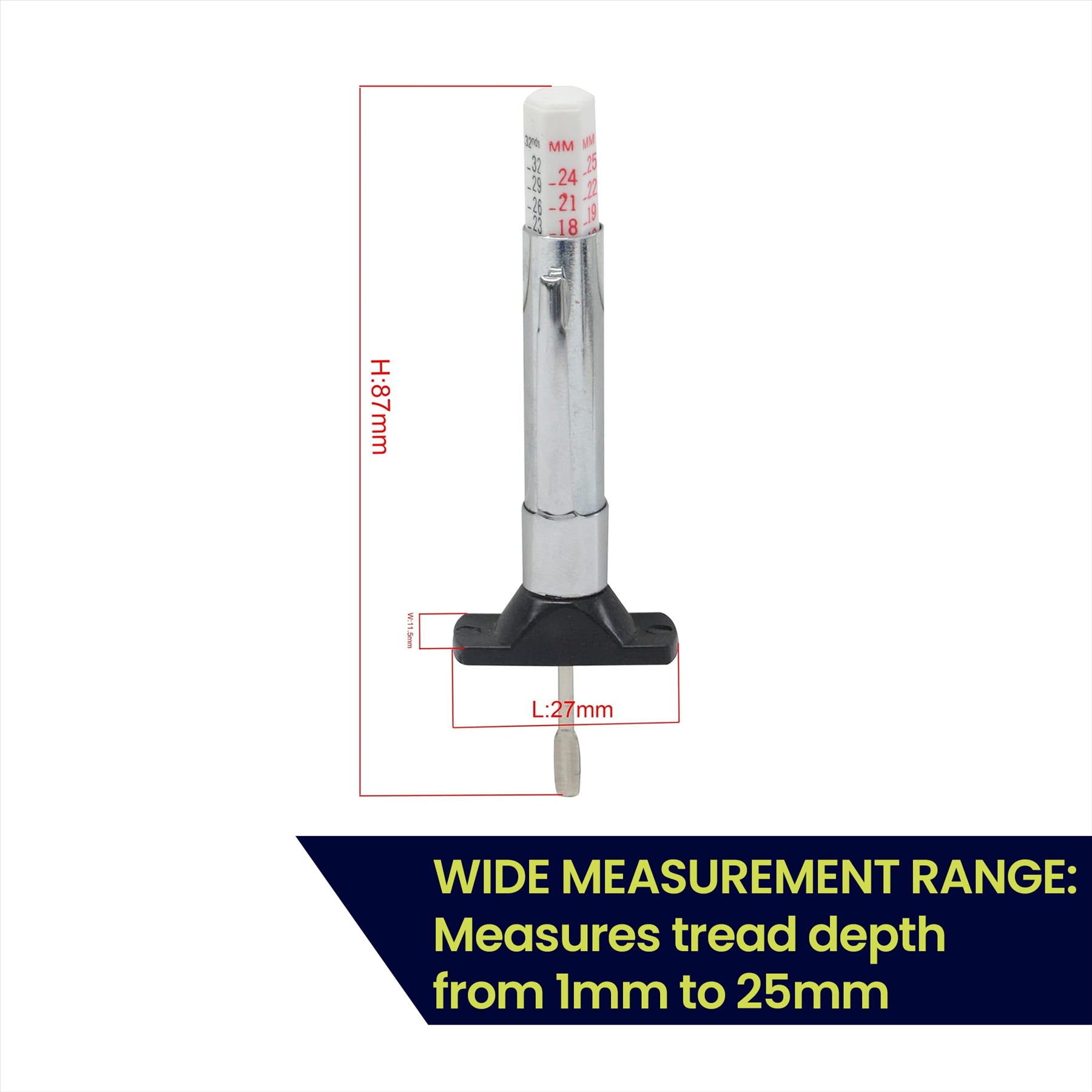 Car Bike Tyre Tread Depth Gauge Checker 1-25mm Motorcycle Cycle Pocket Gauge New by Daptez