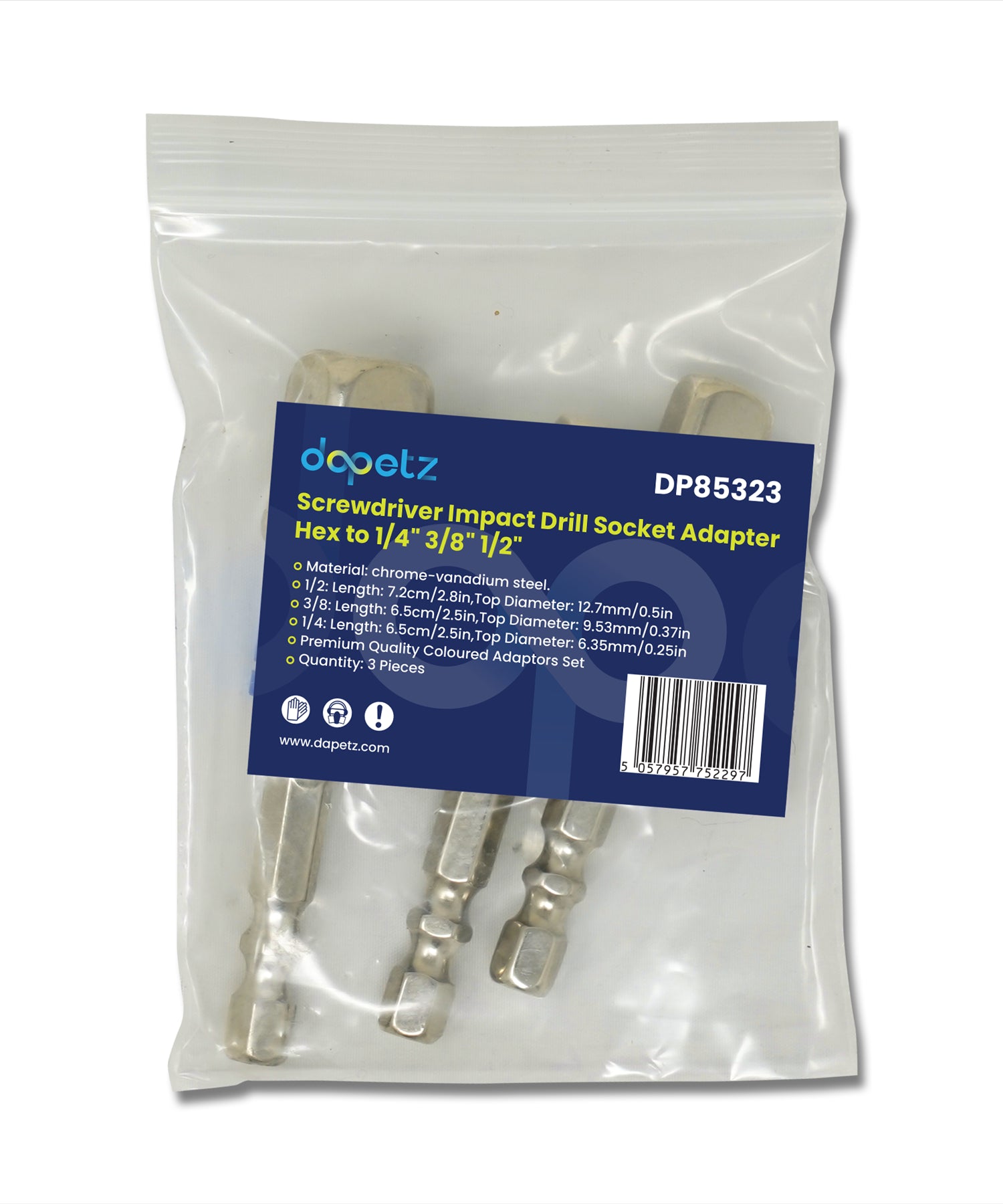 Screwdriver Impact Drill Socket Adapter Hex To 1/4" 3/8" 1/2" Inch Bit Ratchet T 3PCS By Dapetz