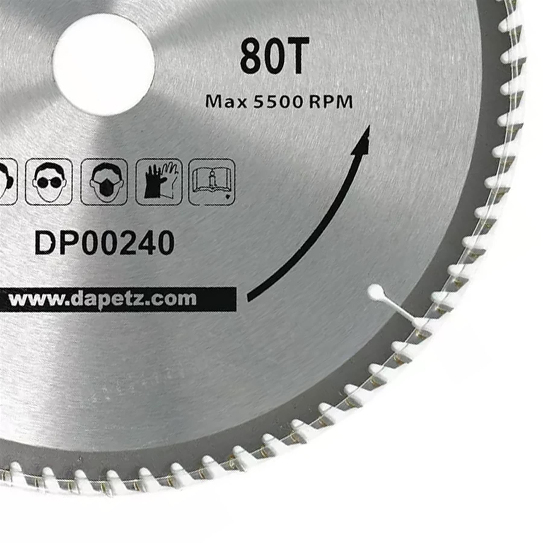 Circular Saw Blade 30mm Bore 25mm 20mm 16mm Rings Mitre 10" 80T Fine Cut 250mm by Daptez