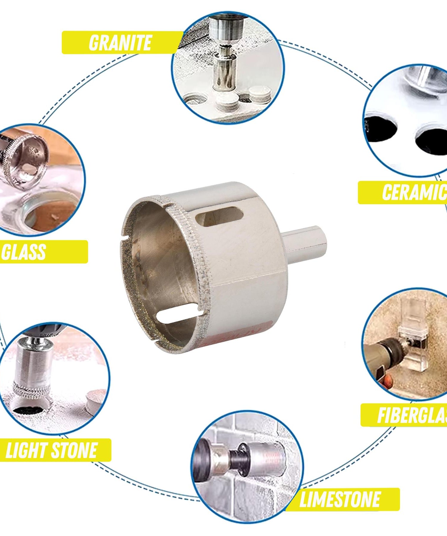 Diamond Holesaw Ceramic Tile Tiling 24mm Arbor Drill Bit Hole Cutter Cutting Tool 45mm By Dapetz - Dapetz