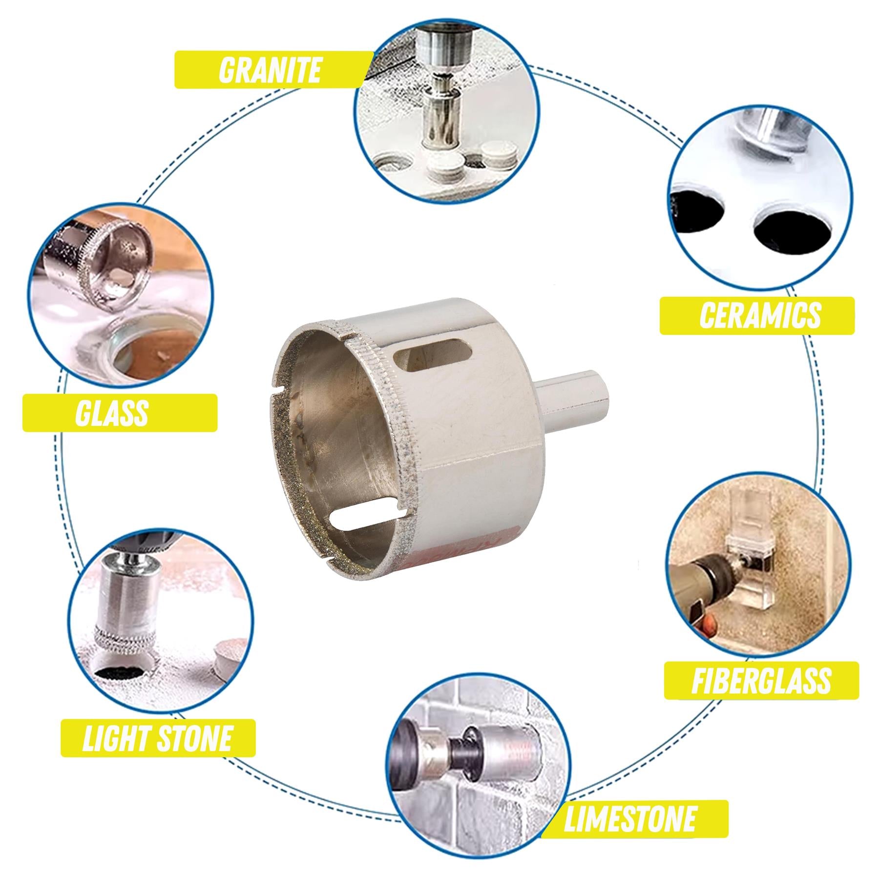 Diamond Holesaw Ceramic Tile Tiling 24mm Arbor Drill Bit Hole Cutter Cutting Tool 45mm By Dapetz - Dapetz