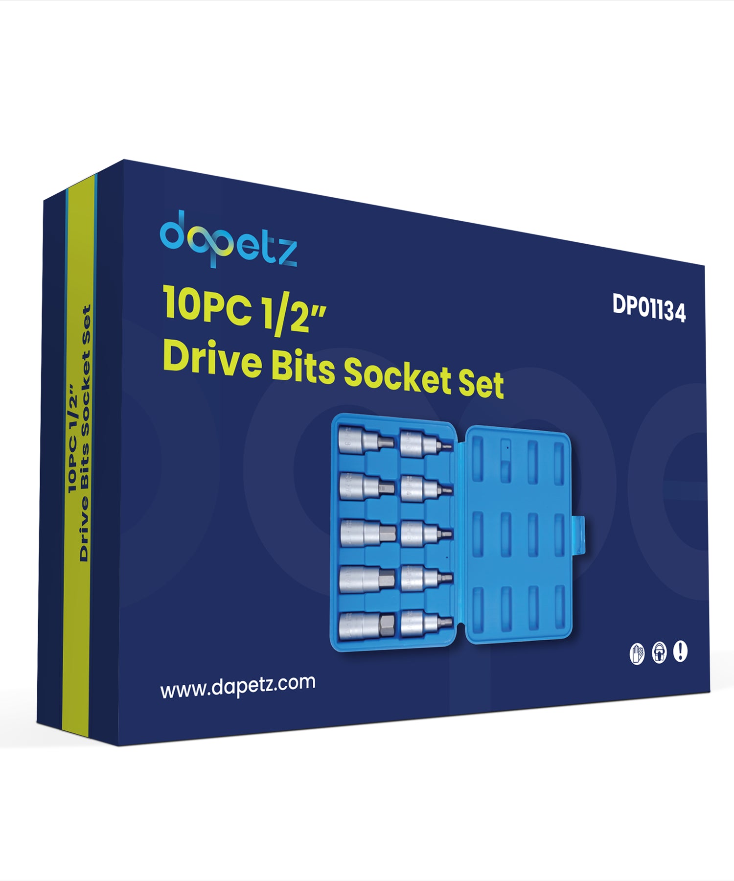 10PC Hex Allen Key Bit Socket Set 1/2" Drive, 4mm to 19mm | With Storage Case by Dapetz