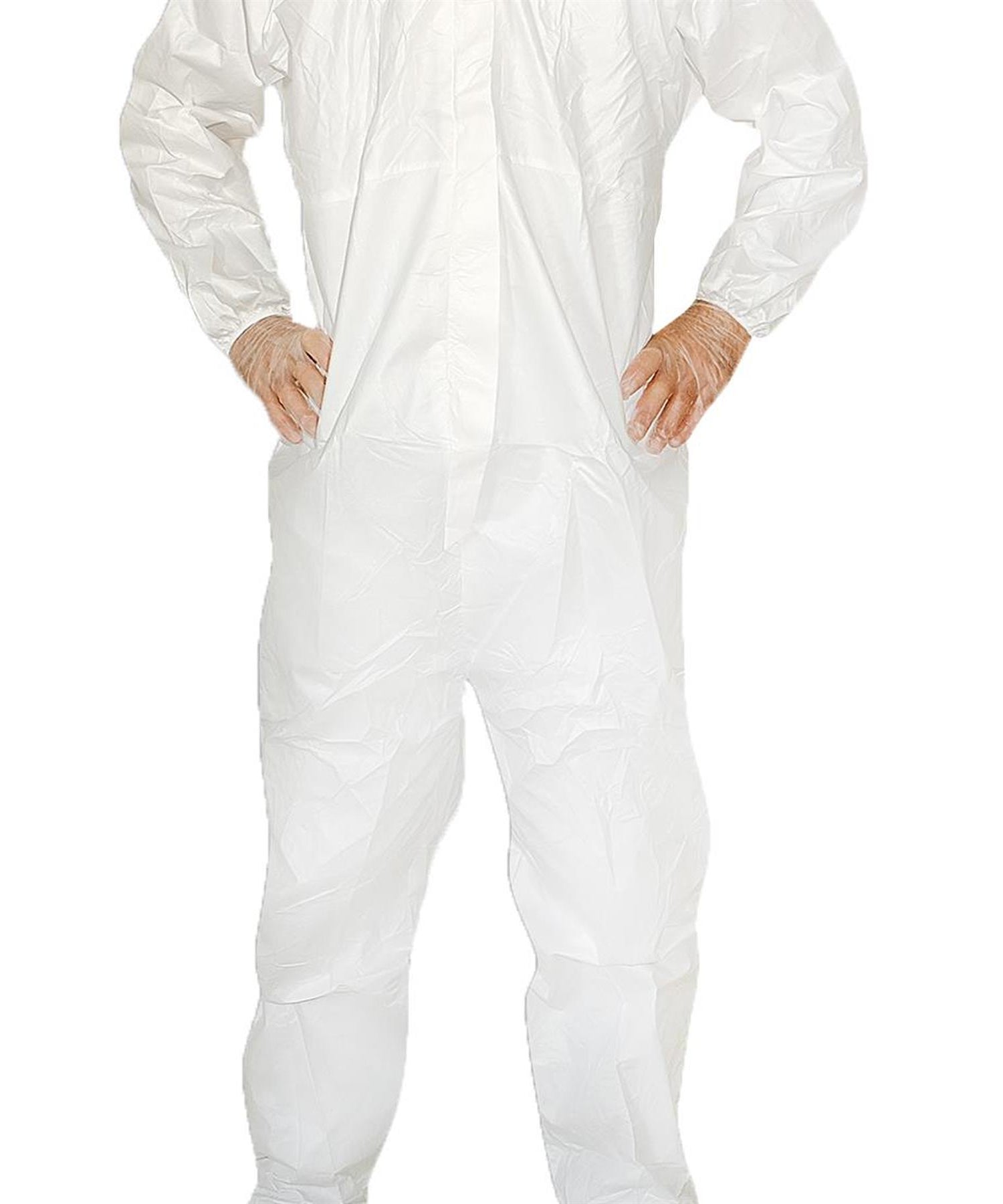 Disposable Breatheable Coveralls Boile Hood Protective Suit With Zip Large