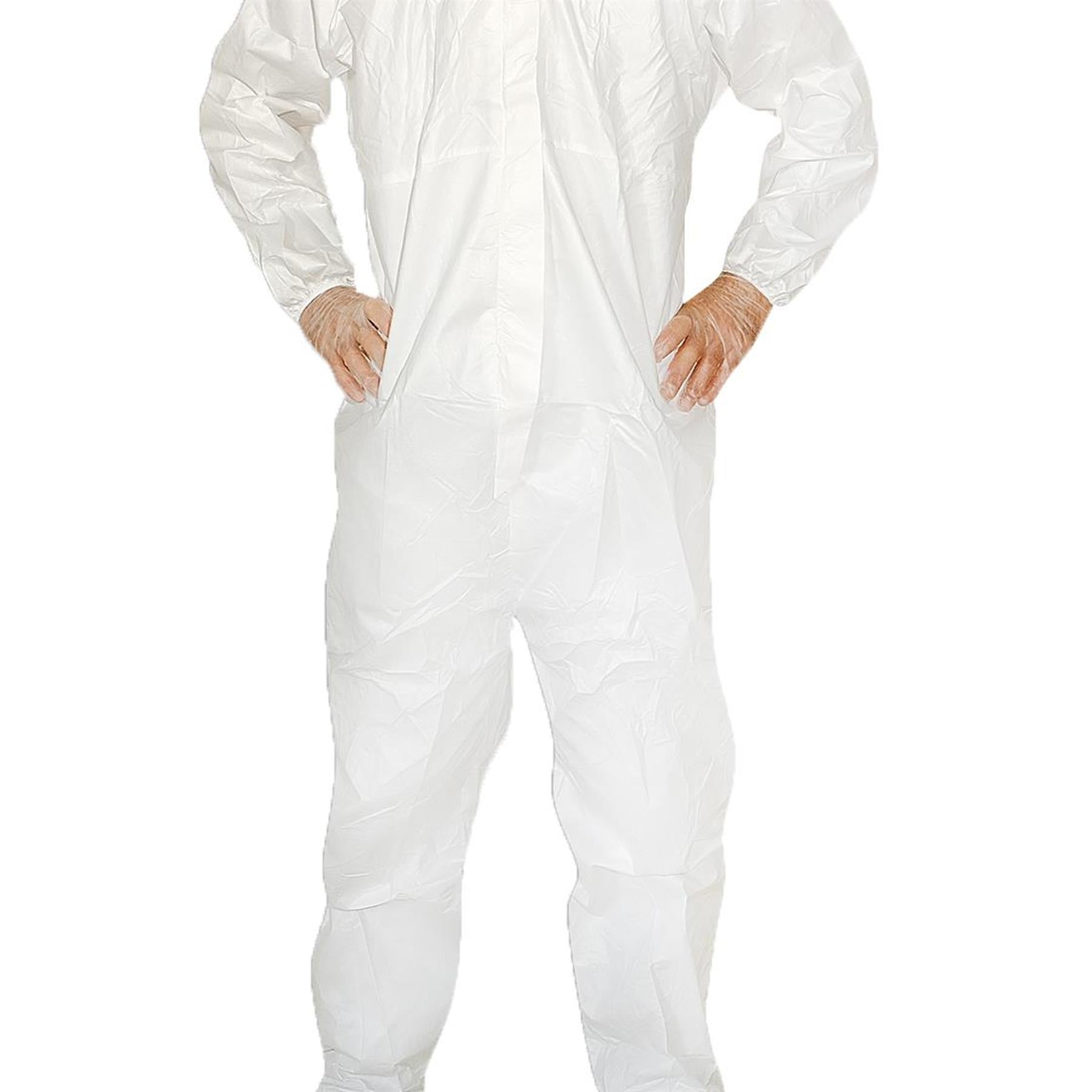 Disposable Breatheable Coveralls Boile Hood Protective Suit With Zip Large
