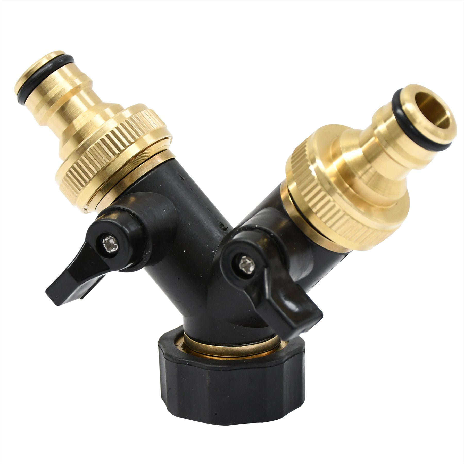 2-Way Hose Connector Splitter 3/4" Brass Double Garden Tap Adapter | Strong Metal by Dapetz