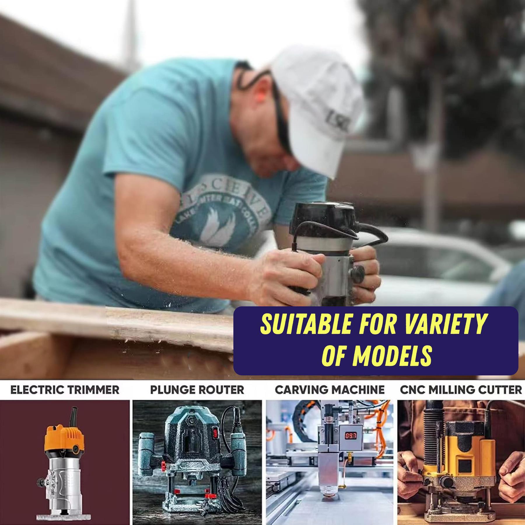 1/4'' Shank Flush Trim Router Bit Set – 3Pc Pattern Milling Cutter