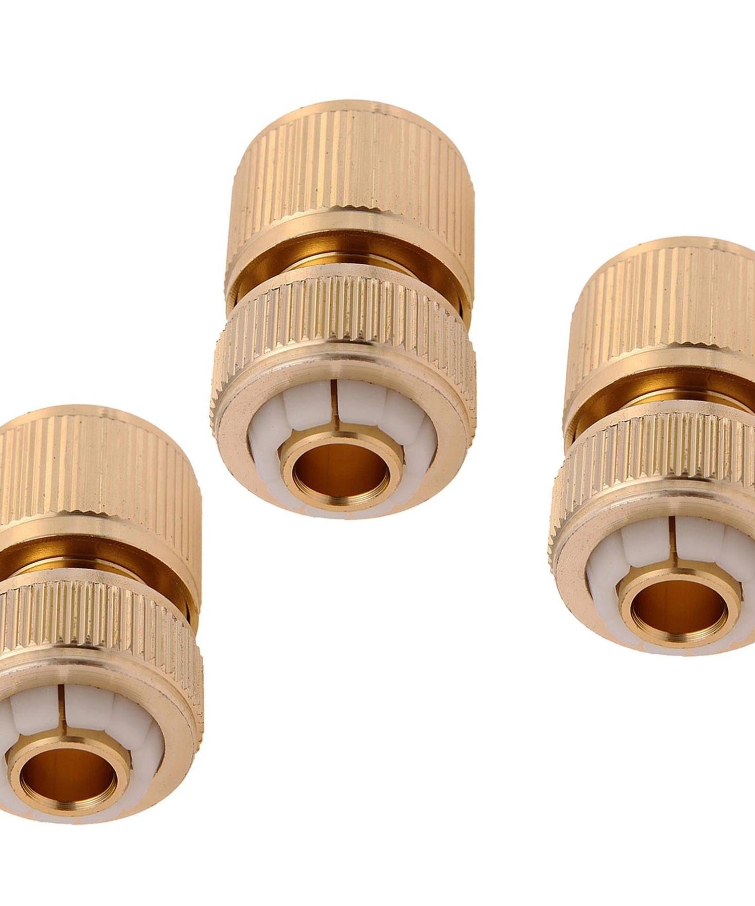 3pk Brass Hose Quick Connector Female Quick Fit To 1/2" Compression