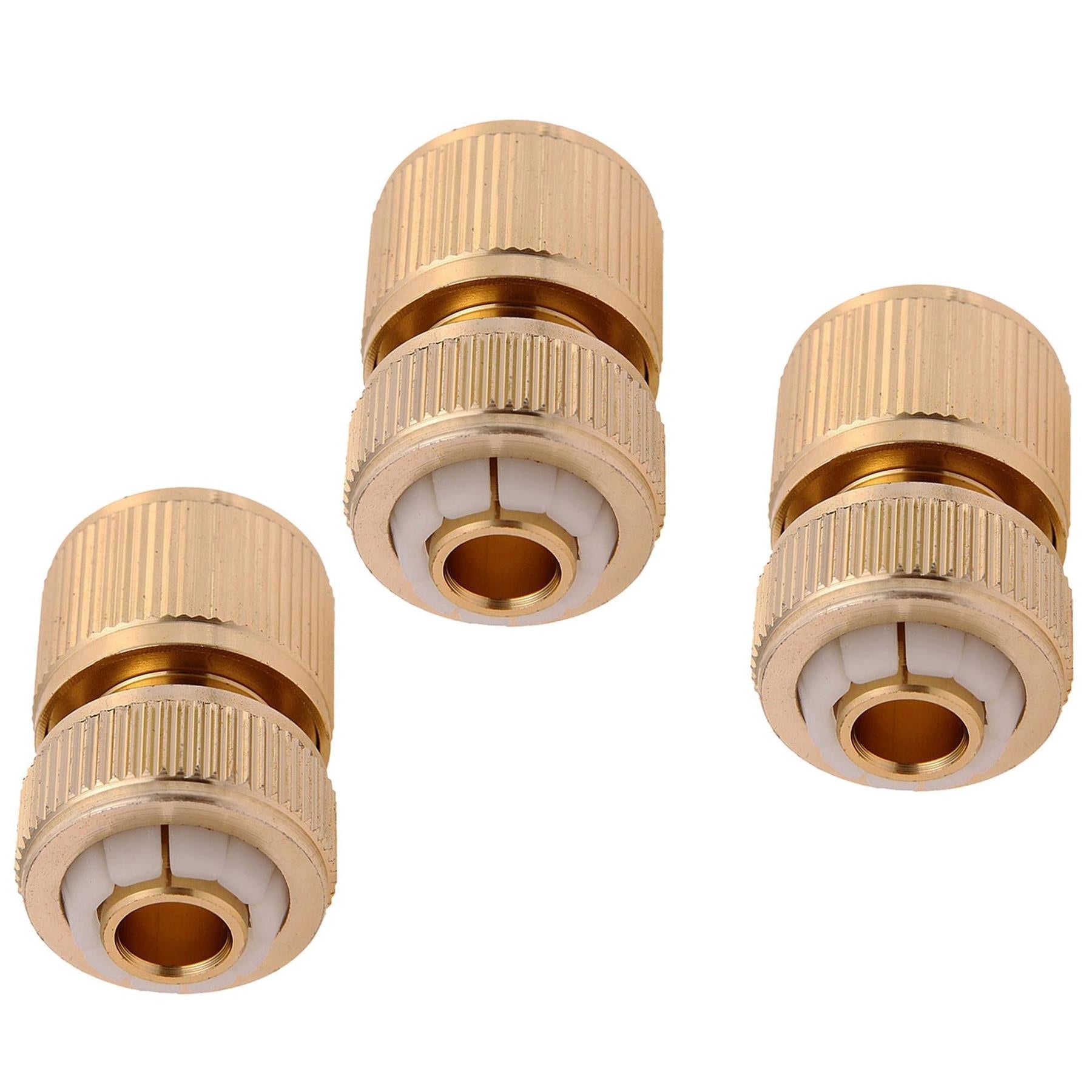 3pk Brass Hose Quick Connector Female Quick Fit To 1/2" Compression