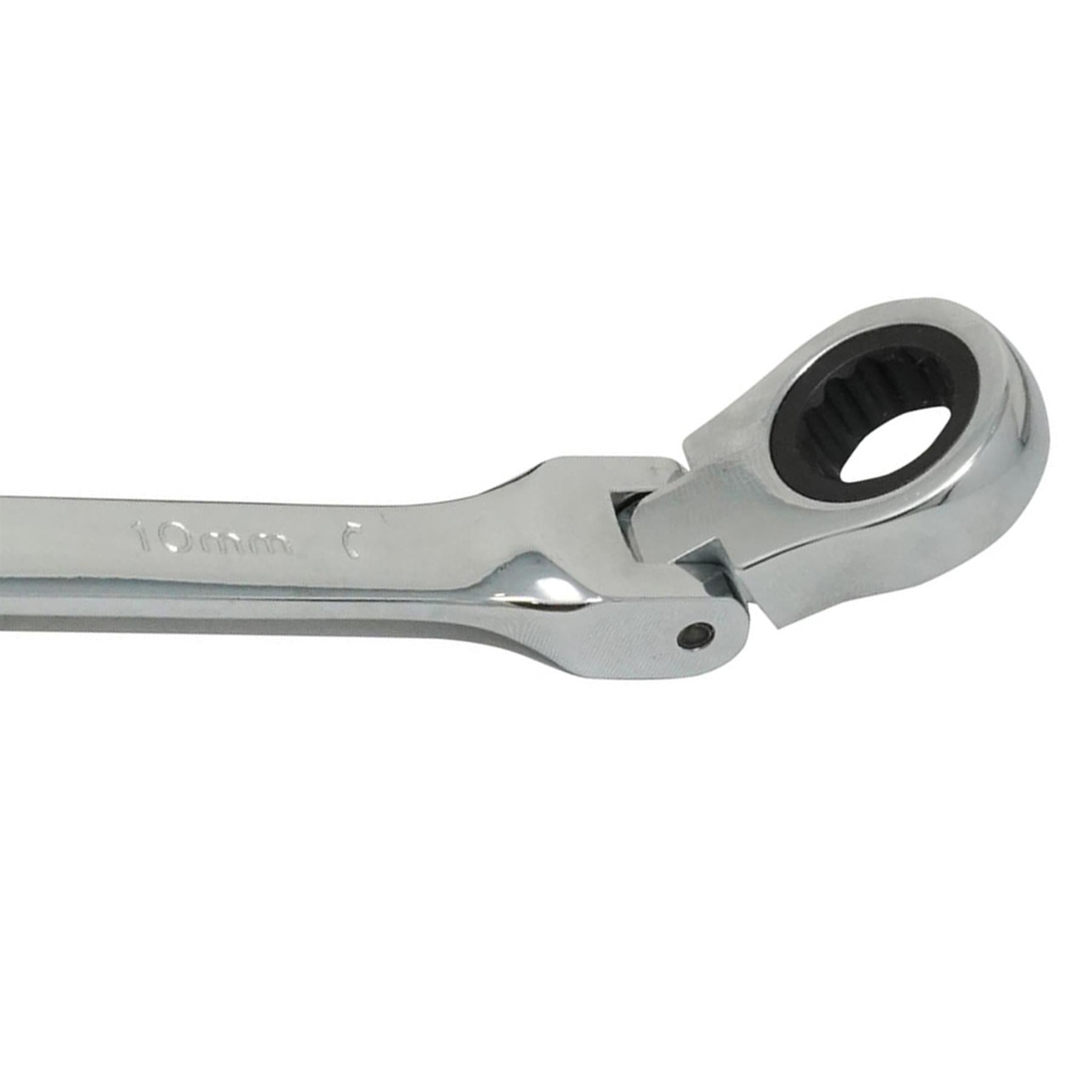 10mm Flexible Head Ratchet Metric Spanner Open End & Ring Chrome Plated for Corrosion Resistance By Dapetz