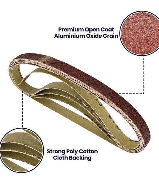 Sanding Belts 10Pcs 13 x 457mm 40 Grit Coarse Power File Finger Sander Abrasive by Dapetz