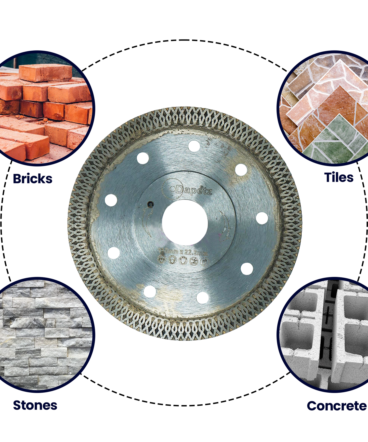 Diamond Disc Turbo 115mm Cutting (Hot Press Disc) with Flane by Dapetz