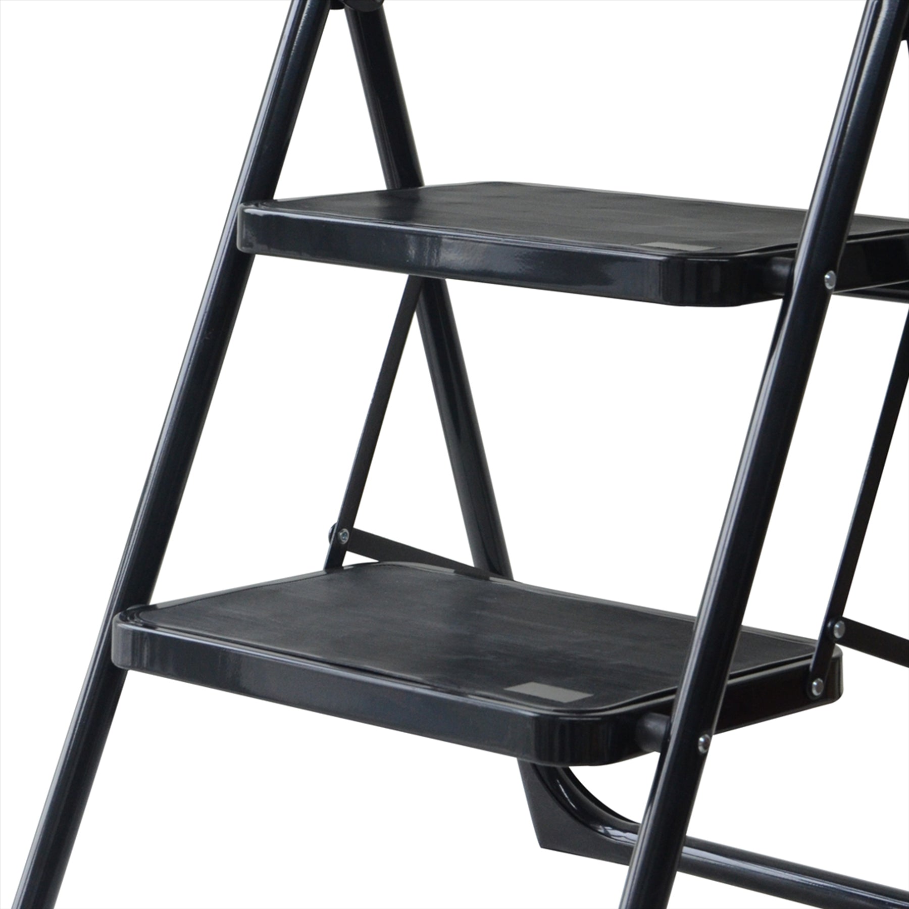 2 Step Ladder Folding Portable Compact Heavy Duty Iron Anti-Slip Mat Stool