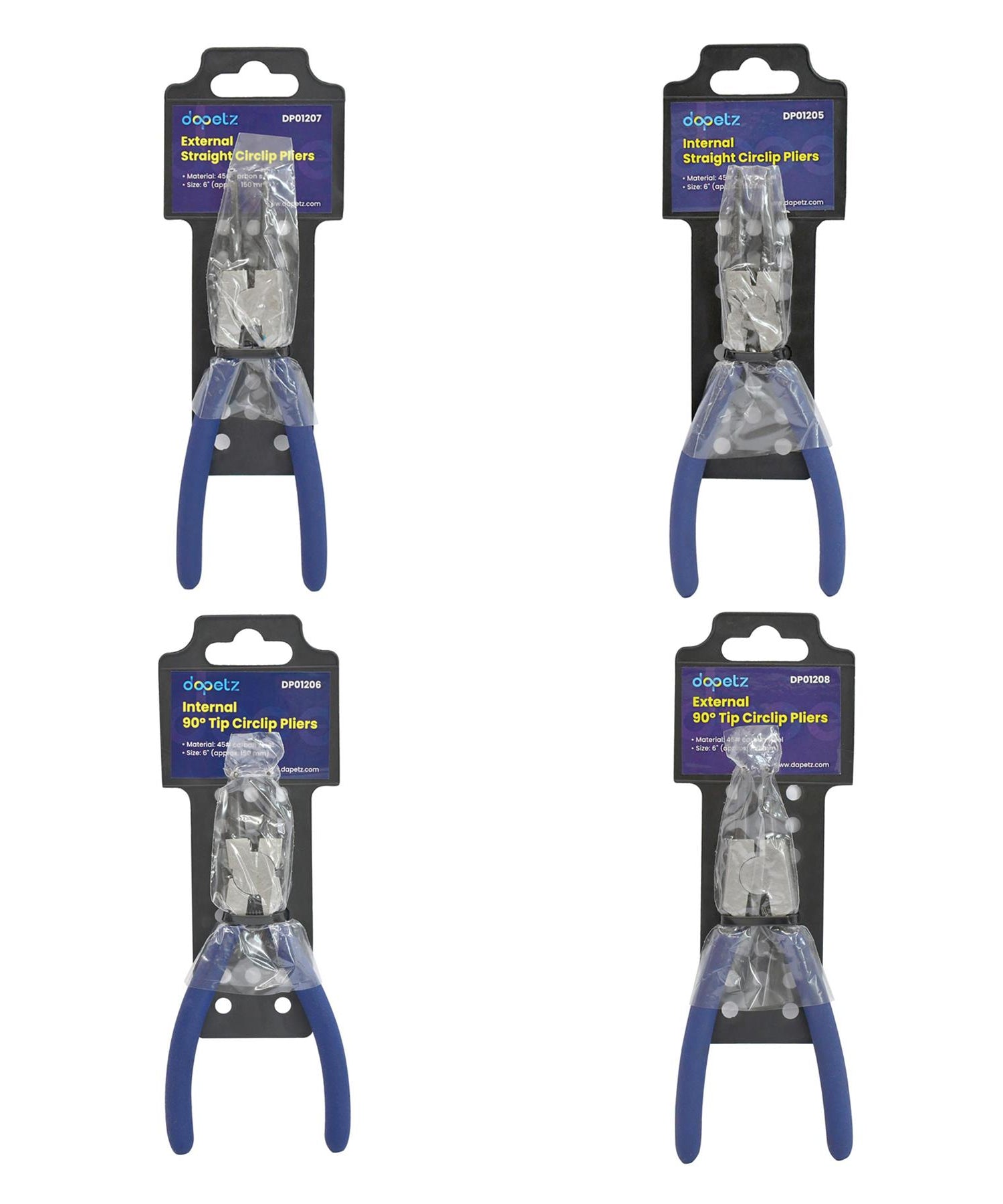 4PCS Circlip Pliers Set 6 Snap Ring Internal External Bent Nose 150mm Tool By Dapetz