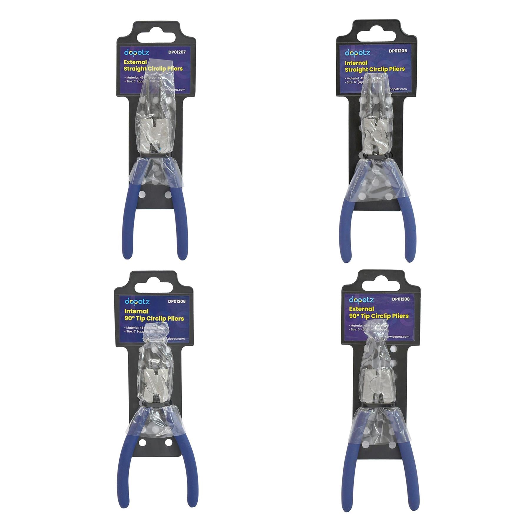 4PCS Circlip Pliers Set 6 Snap Ring Internal External Bent Nose 150mm Tool By Dapetz