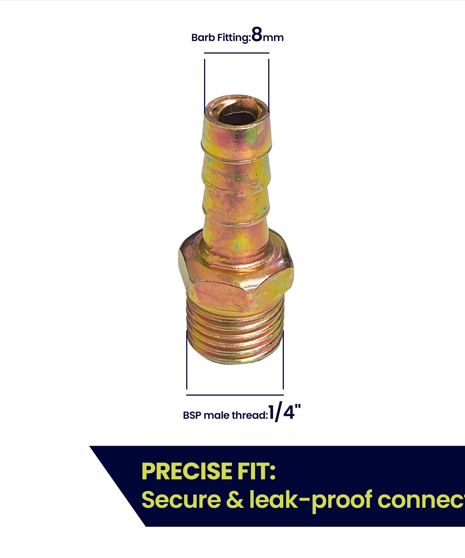 Brass 1/4" BSP to 8mm Male Barb Hose Tail Fitting Fuel Air Gas Water Hose Oil