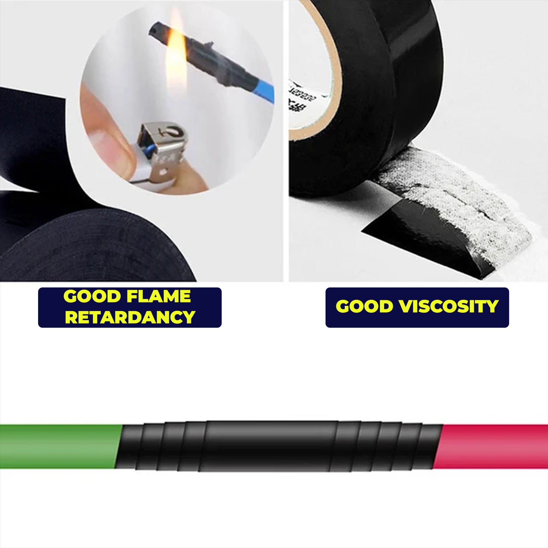 2PCS Electrical PVC Insulating Tape 19mm x 33m Flame Retardent Black By Dapetz